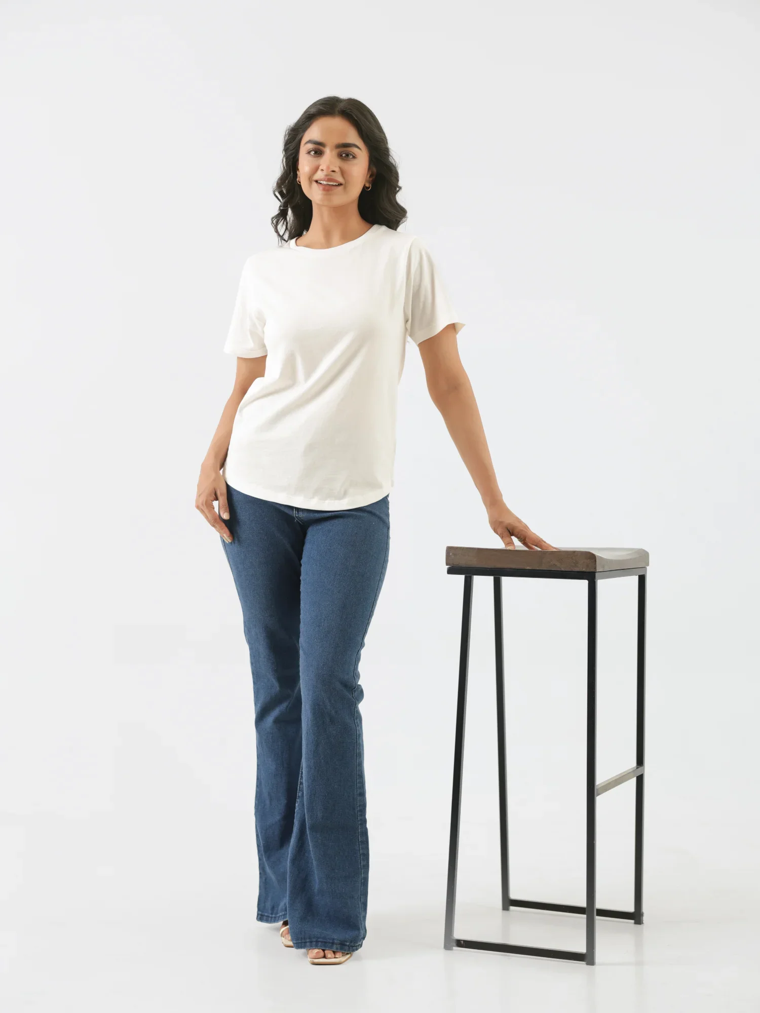 Women Off White Round Neck T-shirt - Image 8