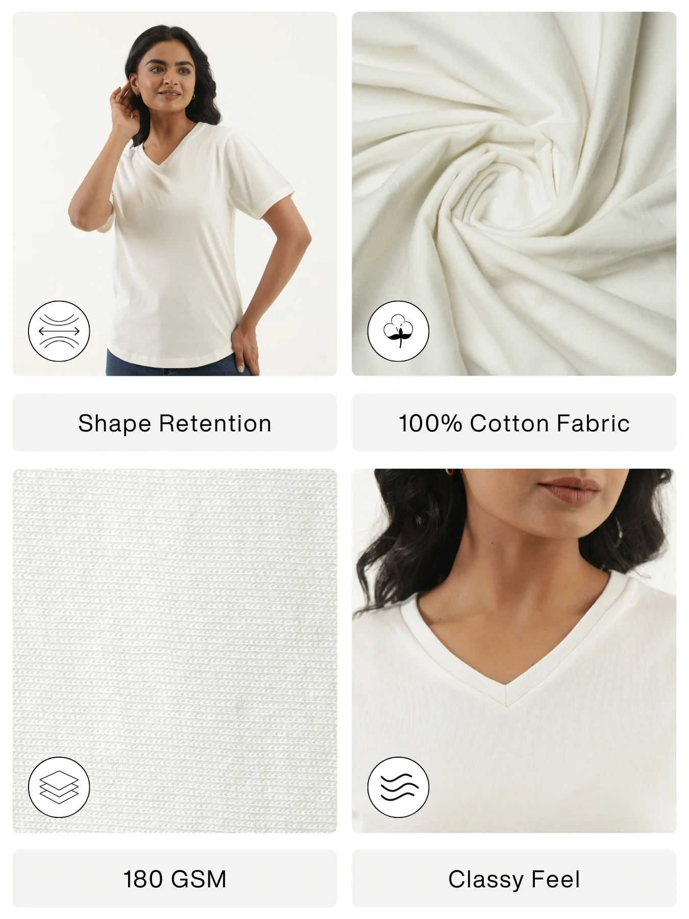 Women Off White V-neck T-shirt - Image 2