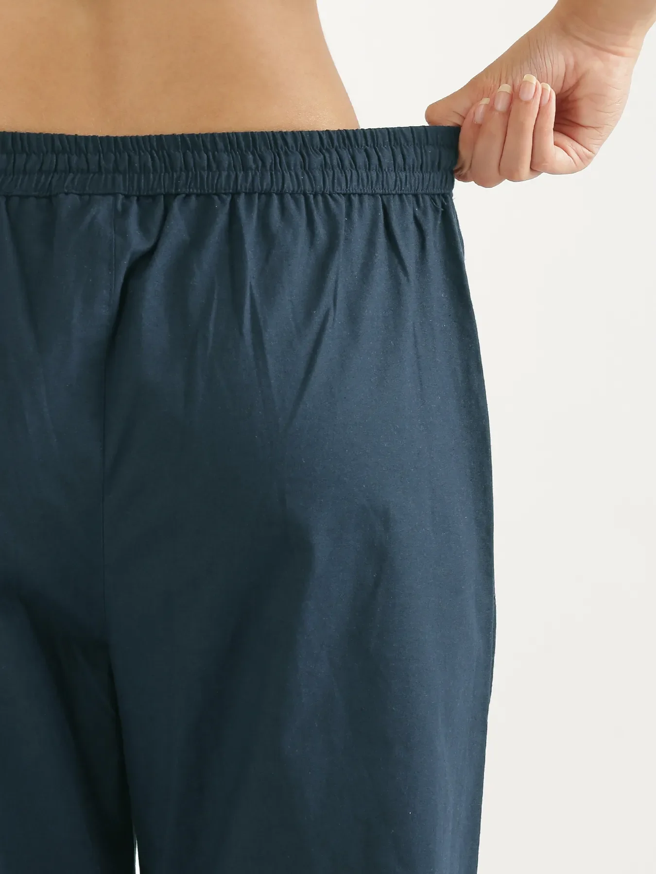 Women Peacock Blue Cotton Straight Pant - Image 7