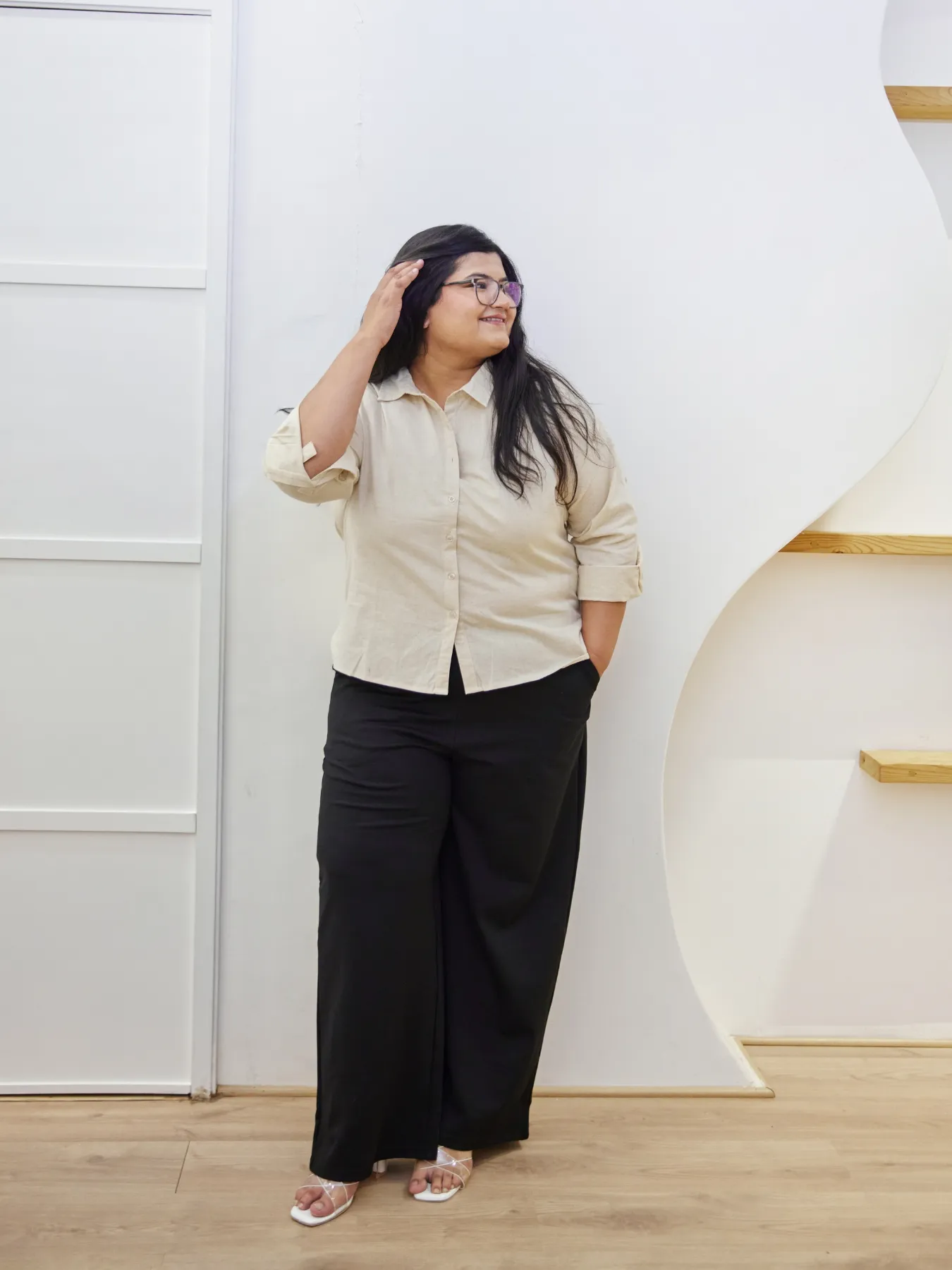 Women Plus Size Black Wide Leg Pants - Image 8