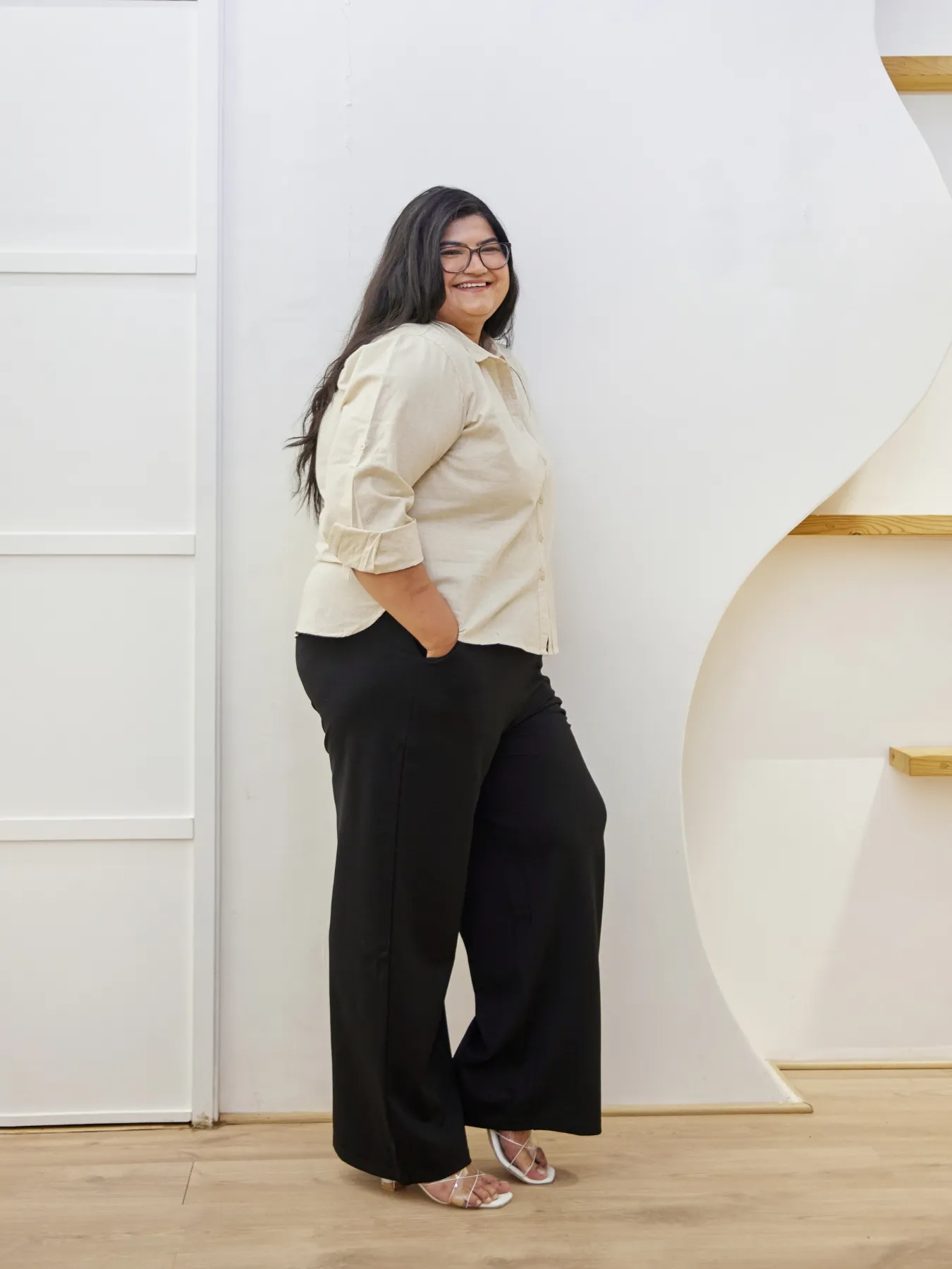 Women Plus Size Black Wide Leg Pants - Image 9