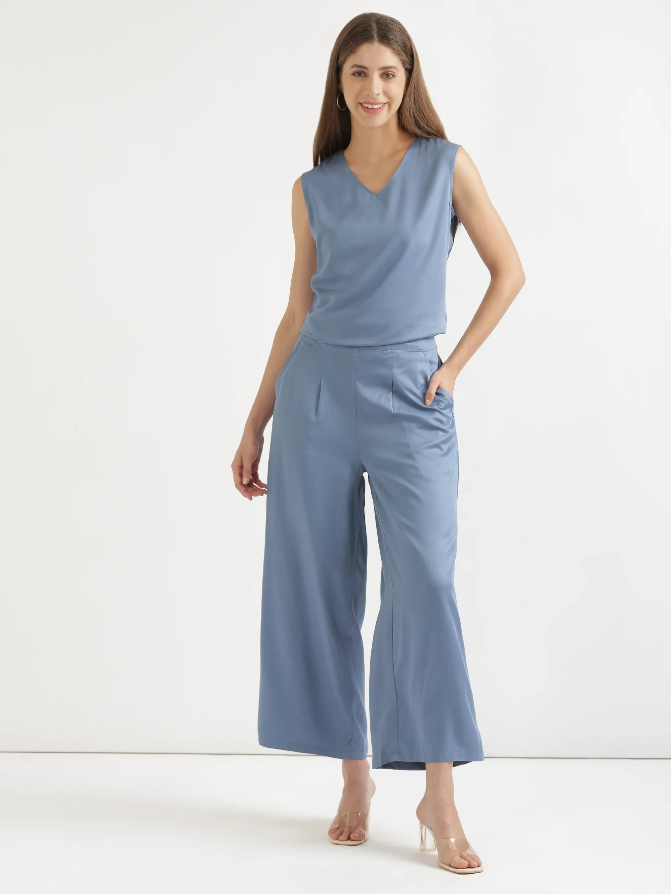 Women Plus Size English Blue Viscose Palazzo Pant - Image 11