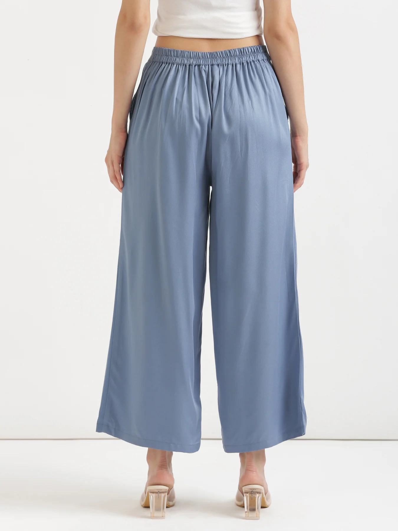 Women Plus Size English Blue Viscose Palazzo Pant - Image 12