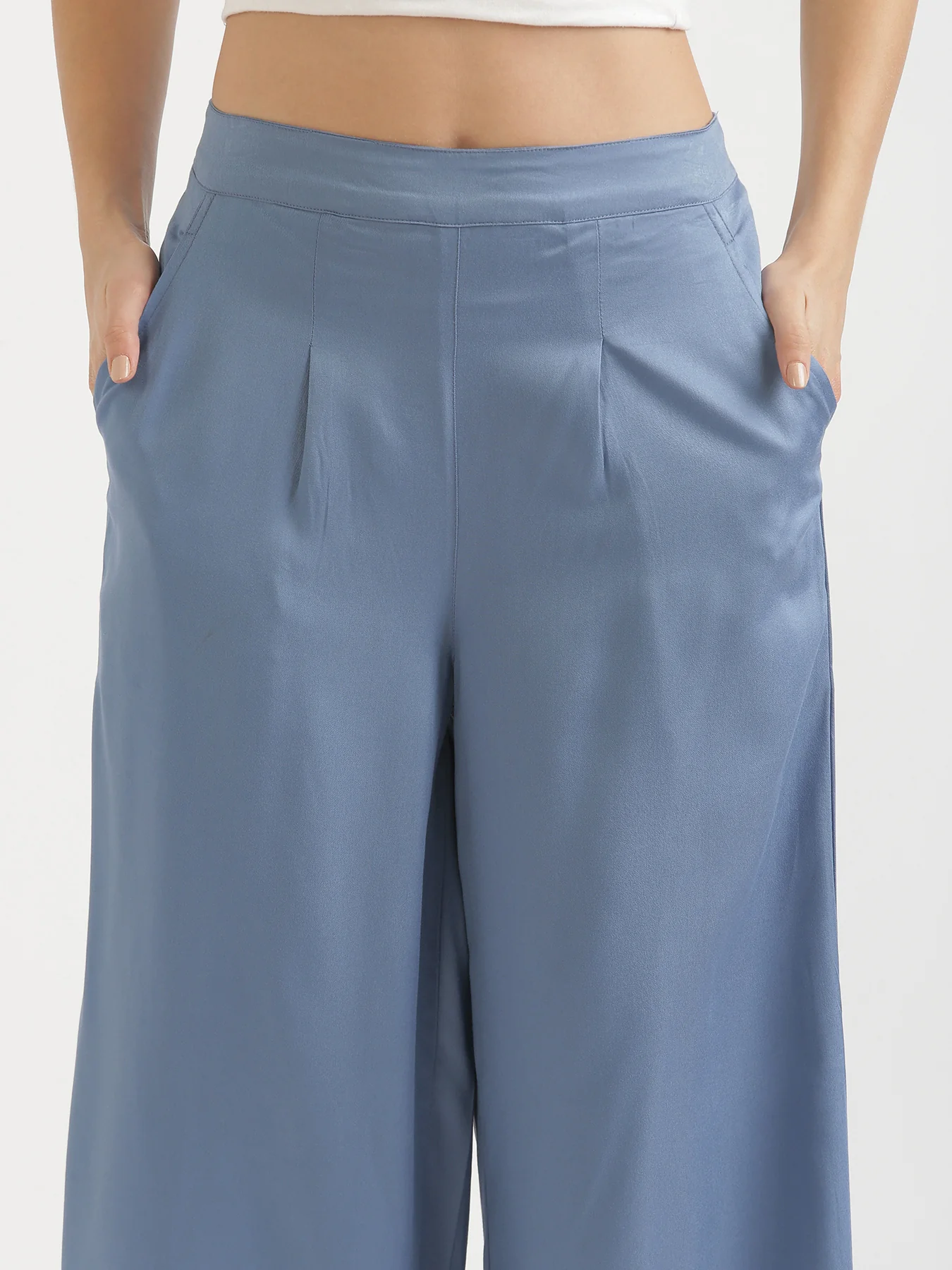 Women Plus Size English Blue Viscose Palazzo Pant - Image 7
