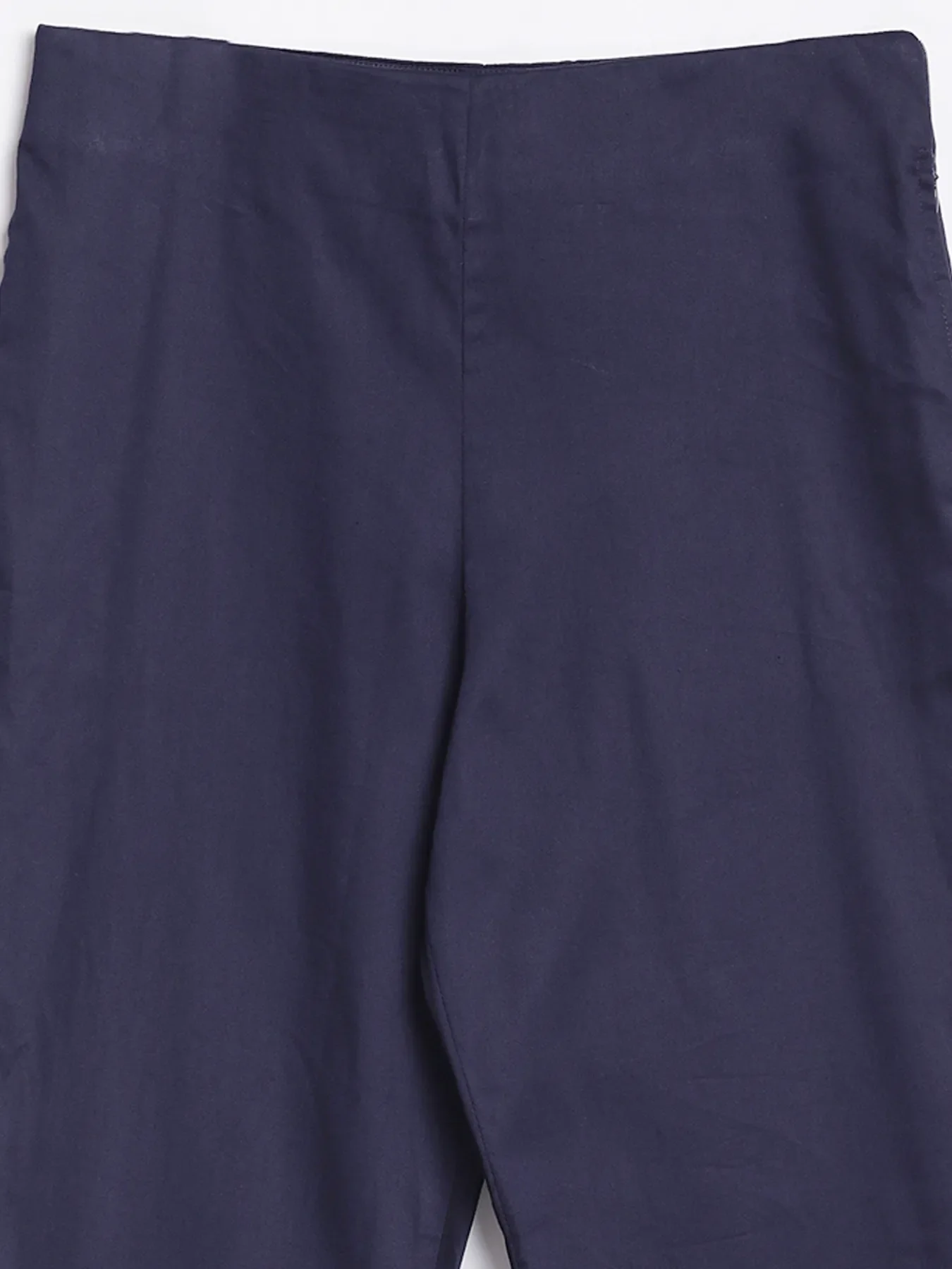 Women Plus Size Navy Blue Straight Fit Formal Pants - Image 13
