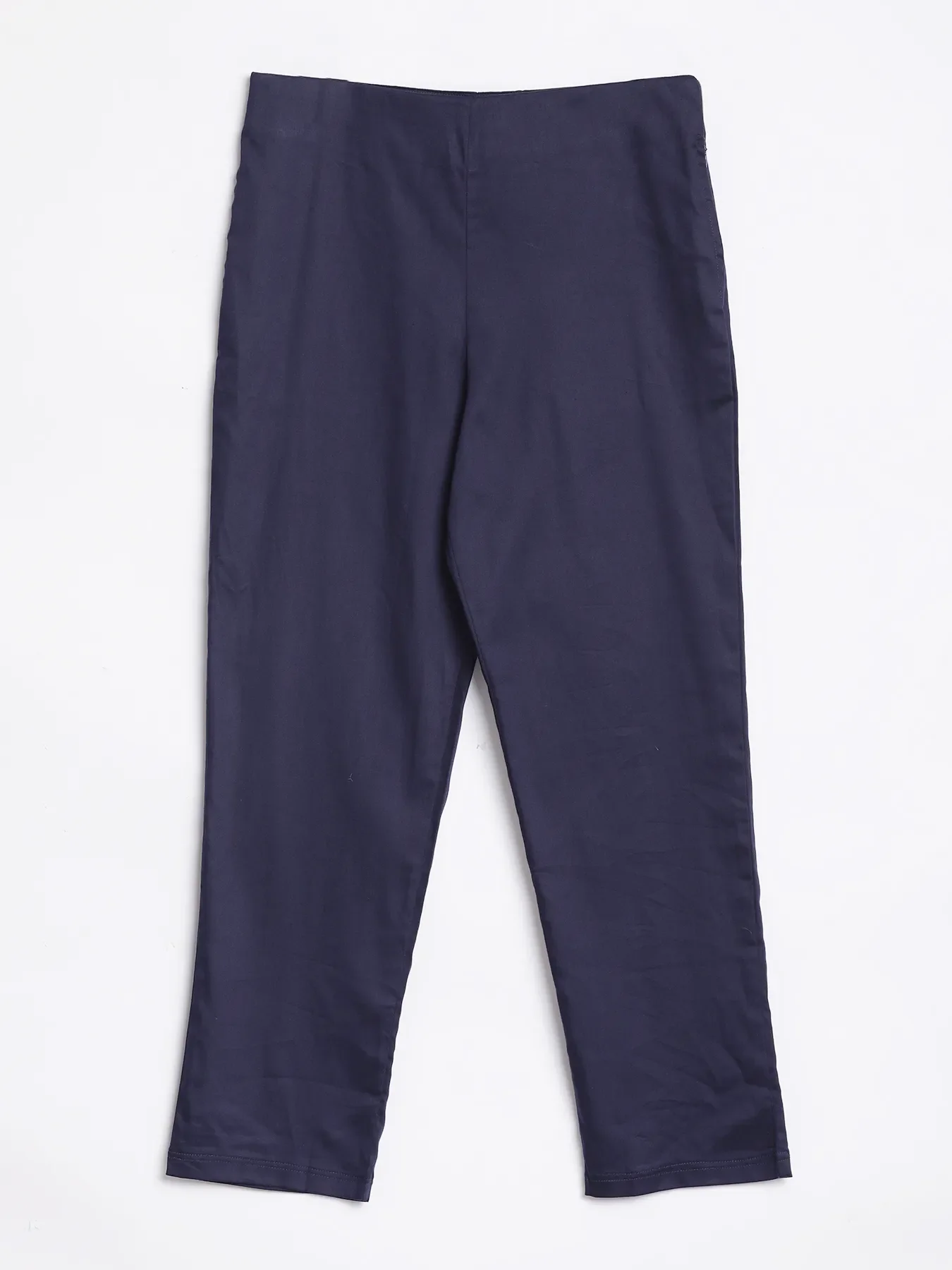 Women Plus Size Navy Blue Straight Fit Formal Pants - Image 14