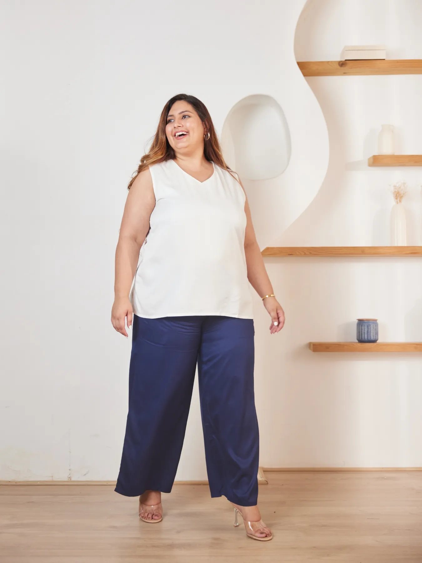 Women Plus Size Navy Blue Viscose Palazzo Pant - Image 3