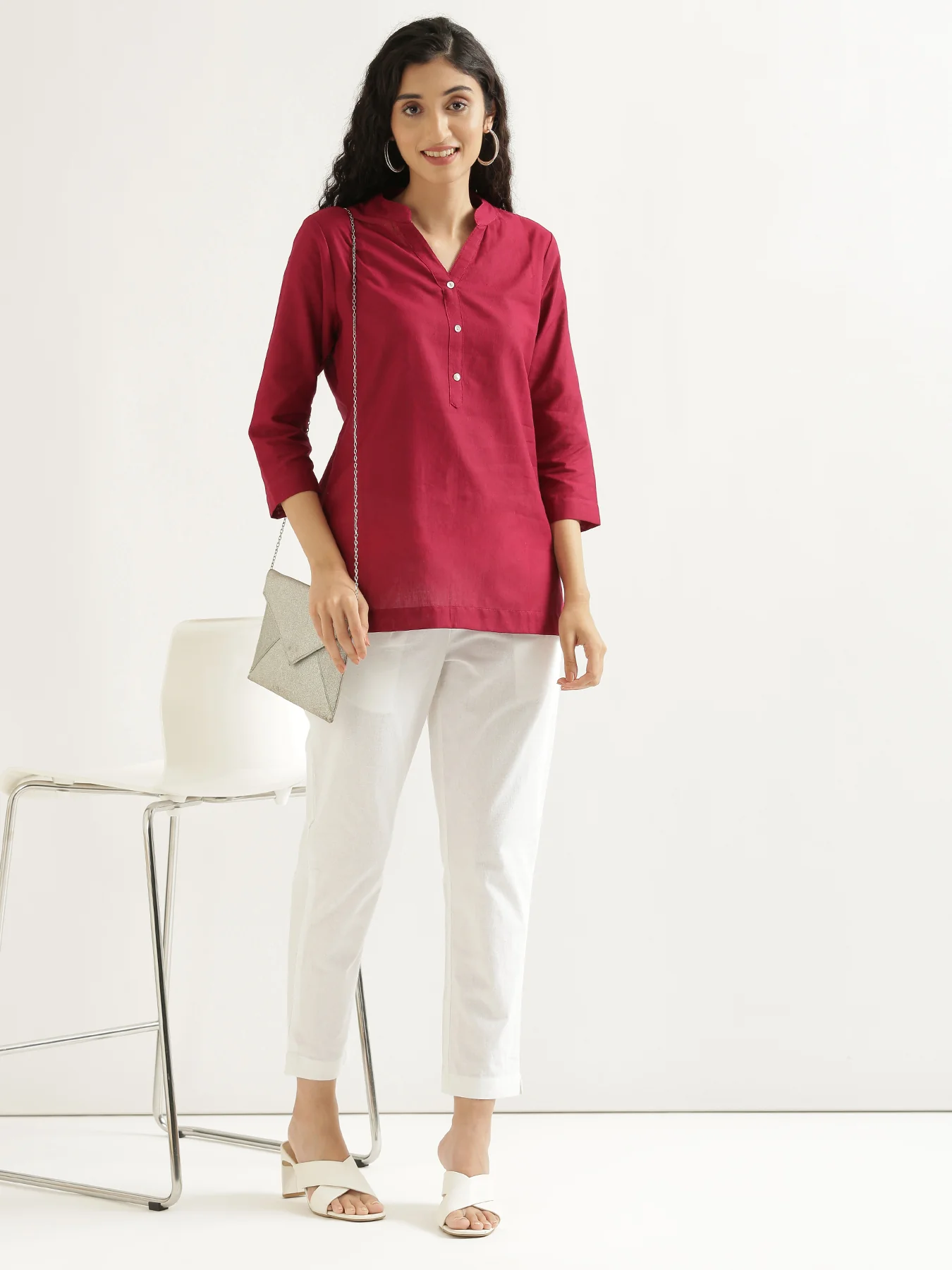 Women Plus Size White Cotton Pant - Image 12