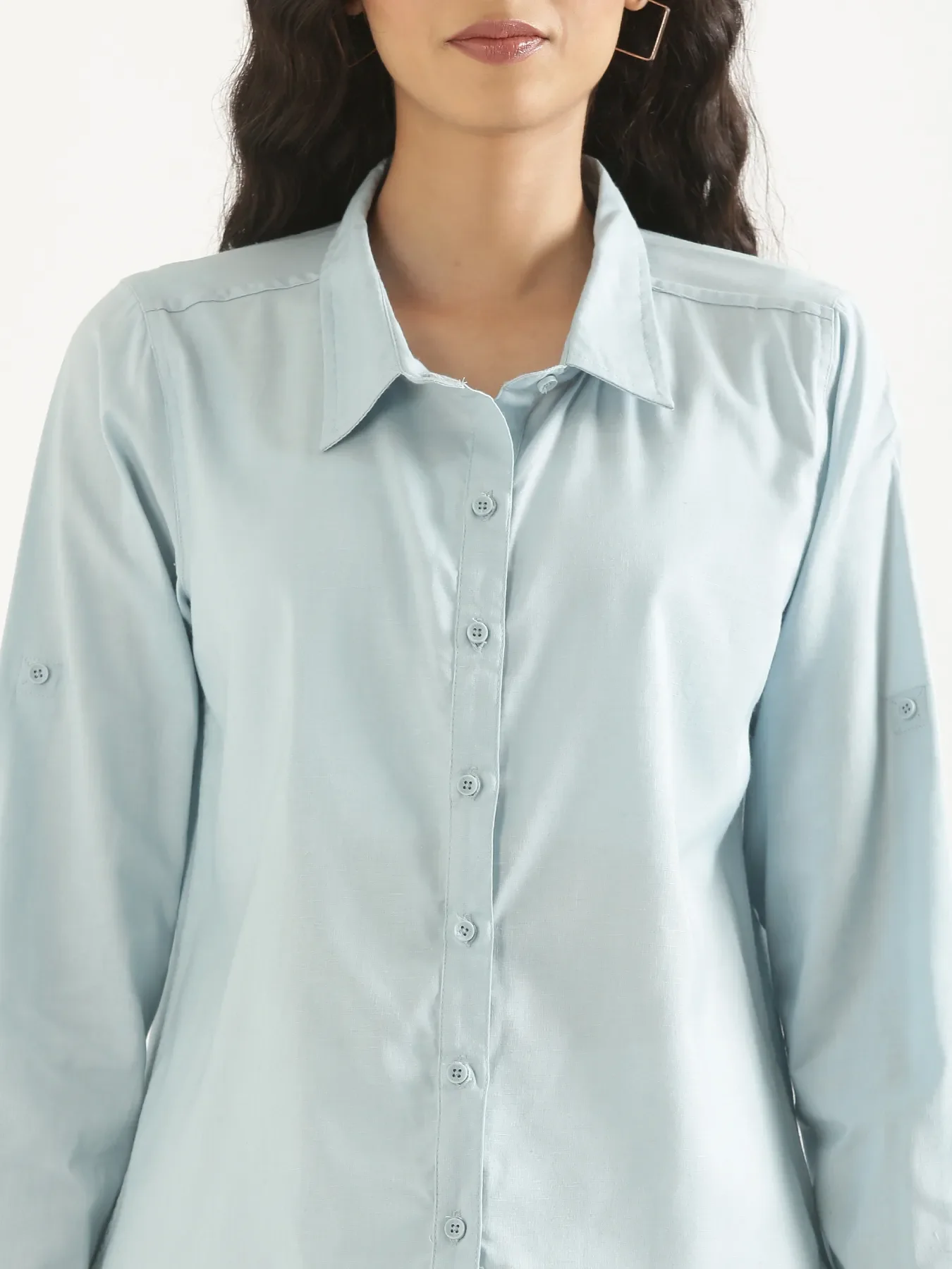 Women Sky Blue Airy-Linen Shirt - Image 11