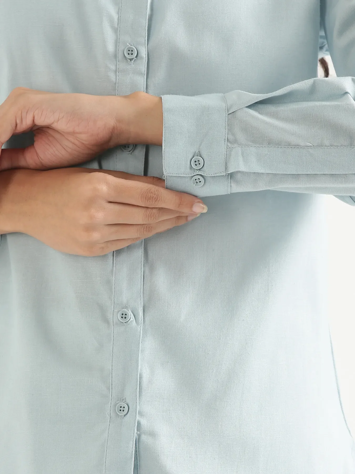 Women Sky Blue Airy-Linen Shirt - Image 12