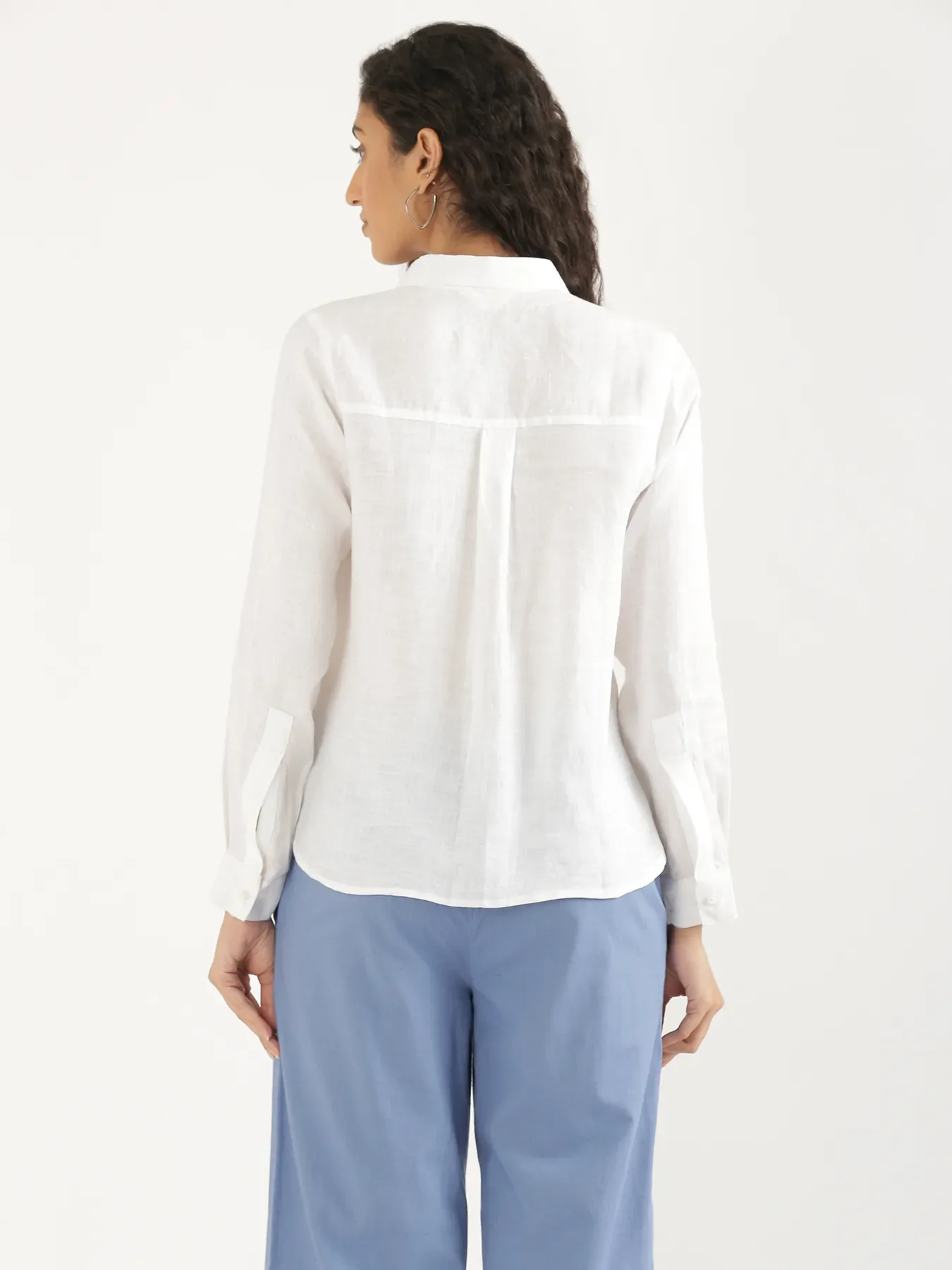 Women White Pure Linen Shirt - Image 11