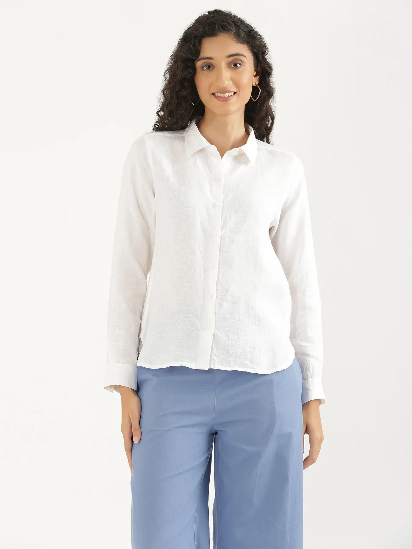 Women White Pure Linen Shirt - Image 14