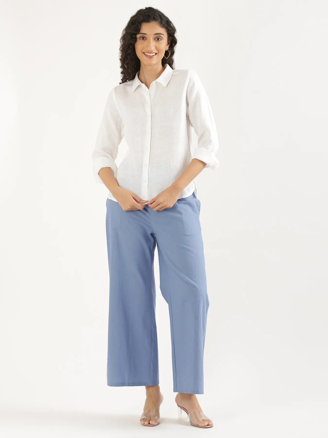 Women White Pure Linen Shirt - Image 15