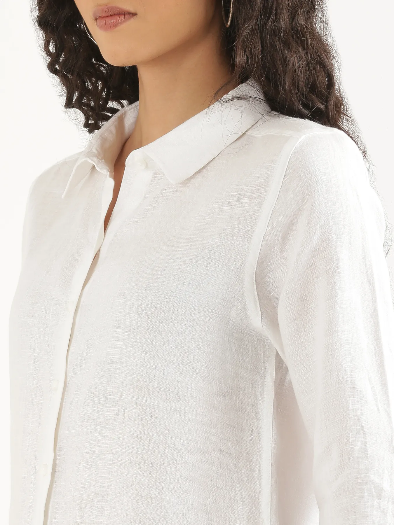Women White Pure Linen Shirt - Image 6
