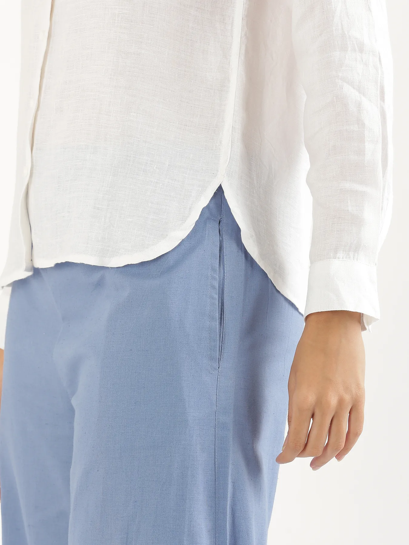 Women White Pure Linen Shirt - Image 8