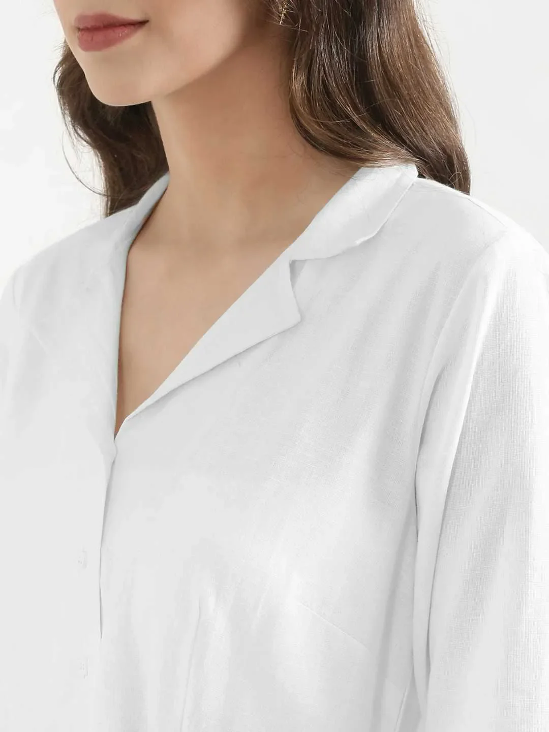 Women White Airy Linen Flared Dress - Image 7