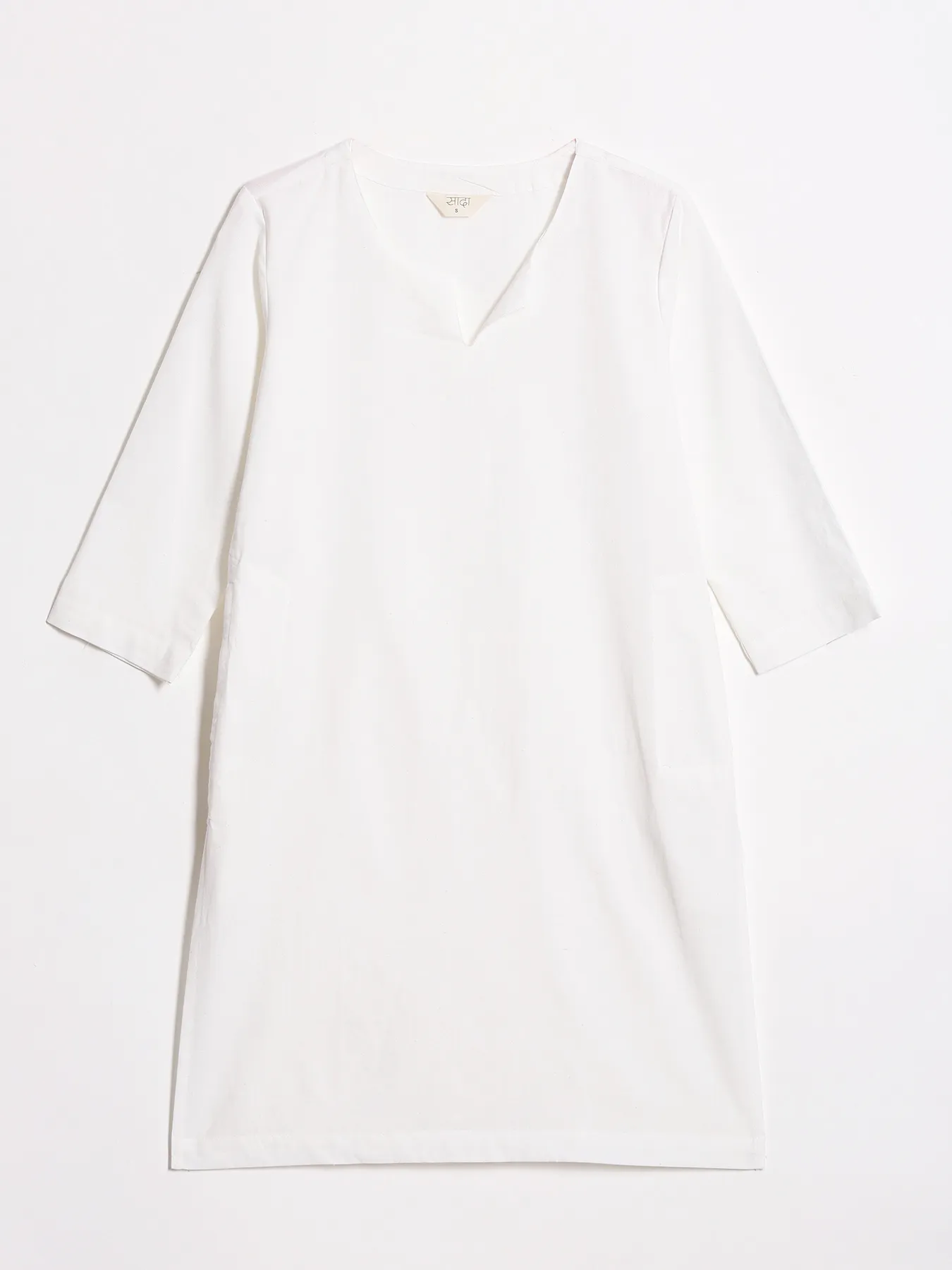 Women White Airy Linen Mid Thigh Length Kurta - Image 7