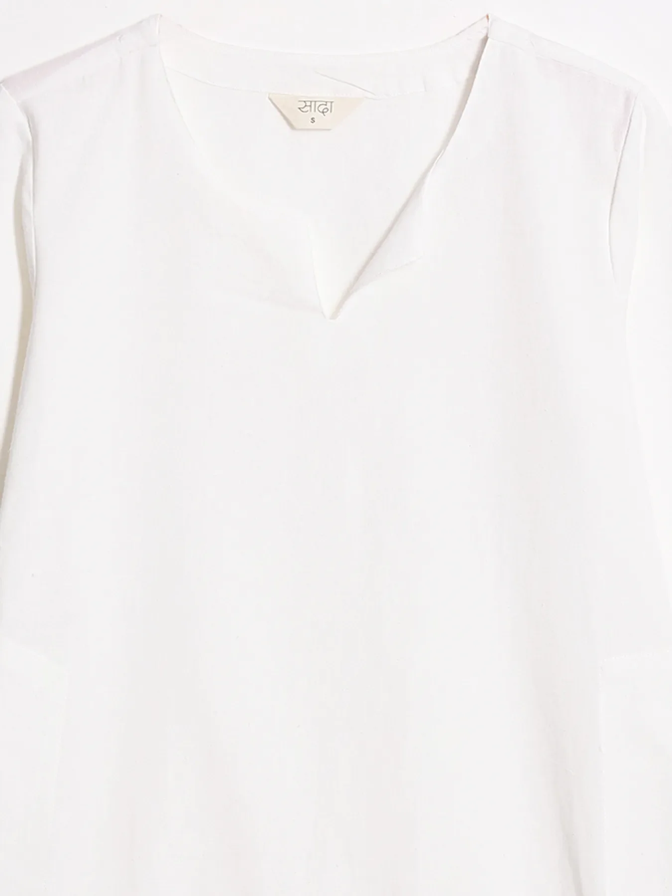 Women White Airy Linen Mid Thigh Length Kurta - Image 8