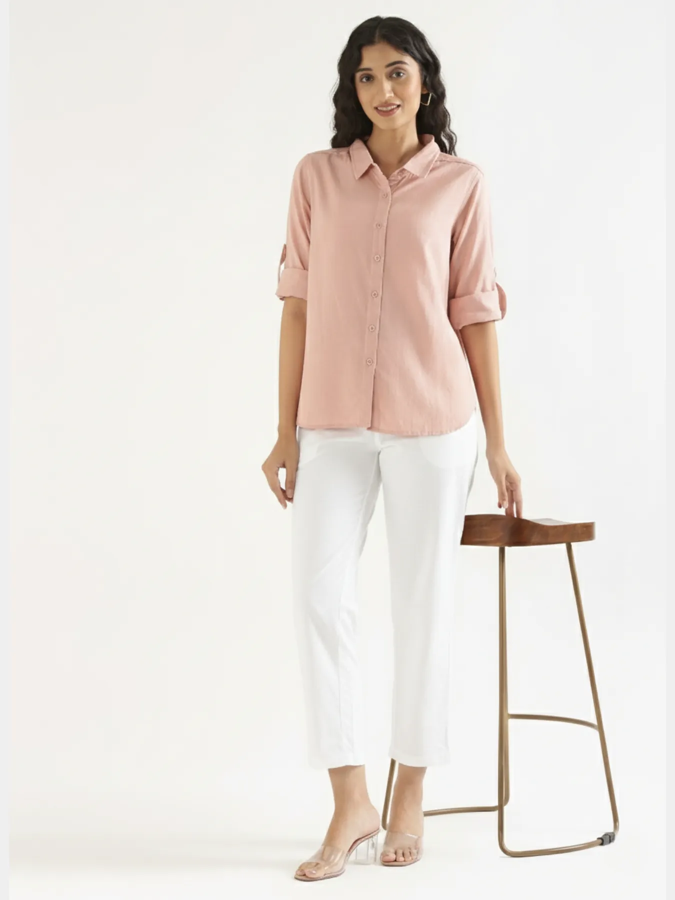 Women White Airy Linen Straight Pants - Image 9