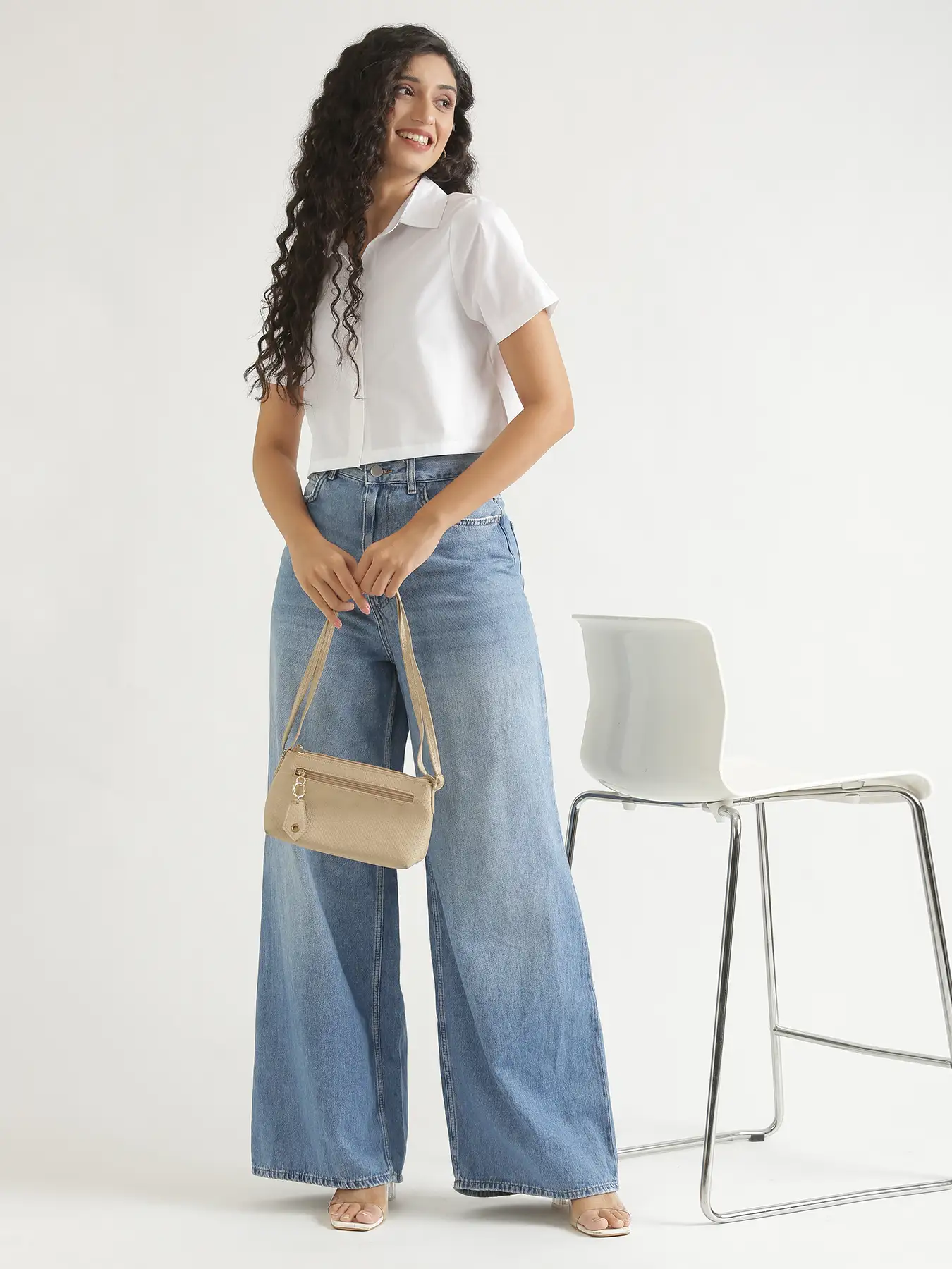 Women White Better Cotton Crop Shirt - Image 13