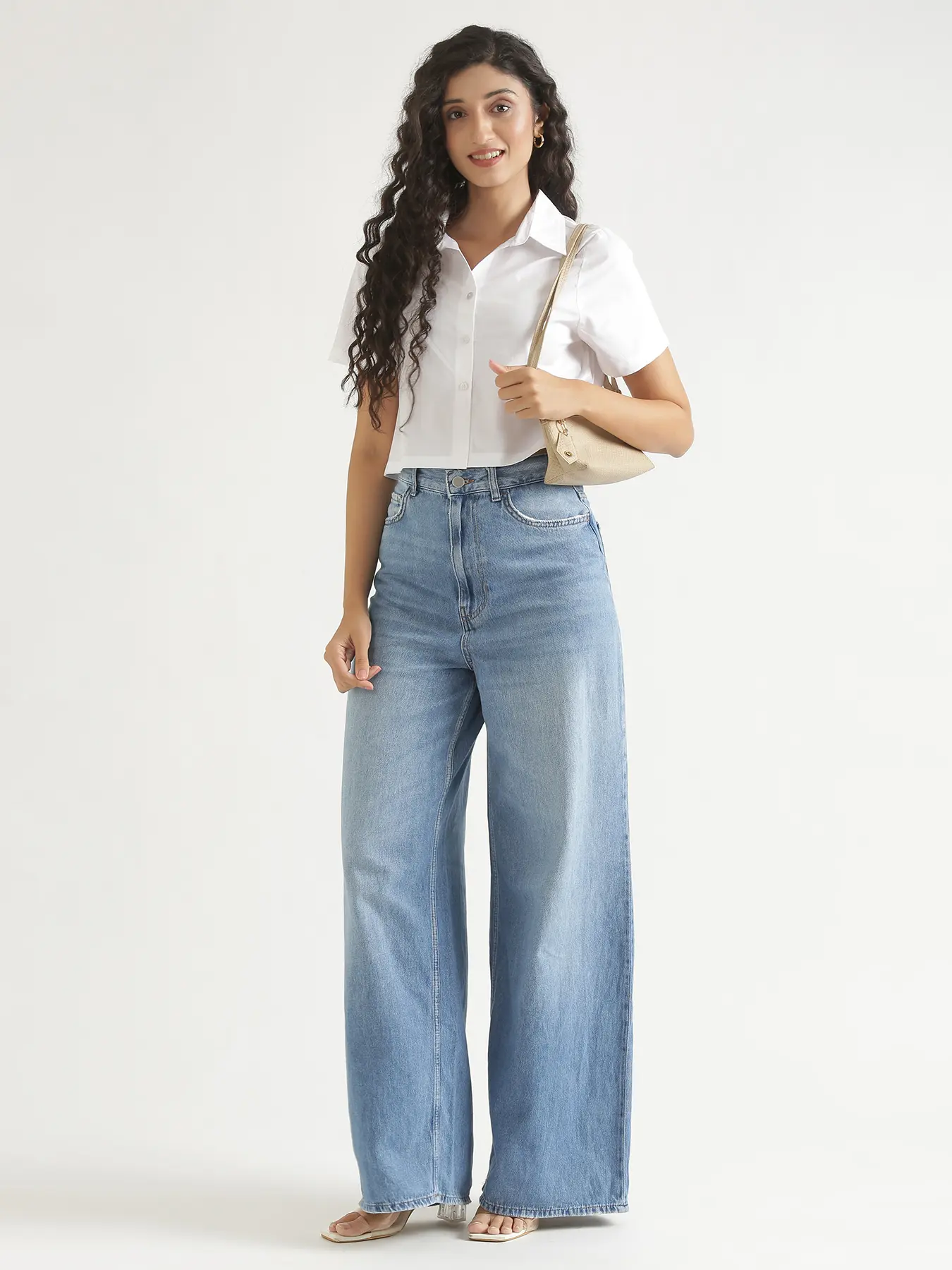 Women White Better Cotton Crop Shirt - Image 3