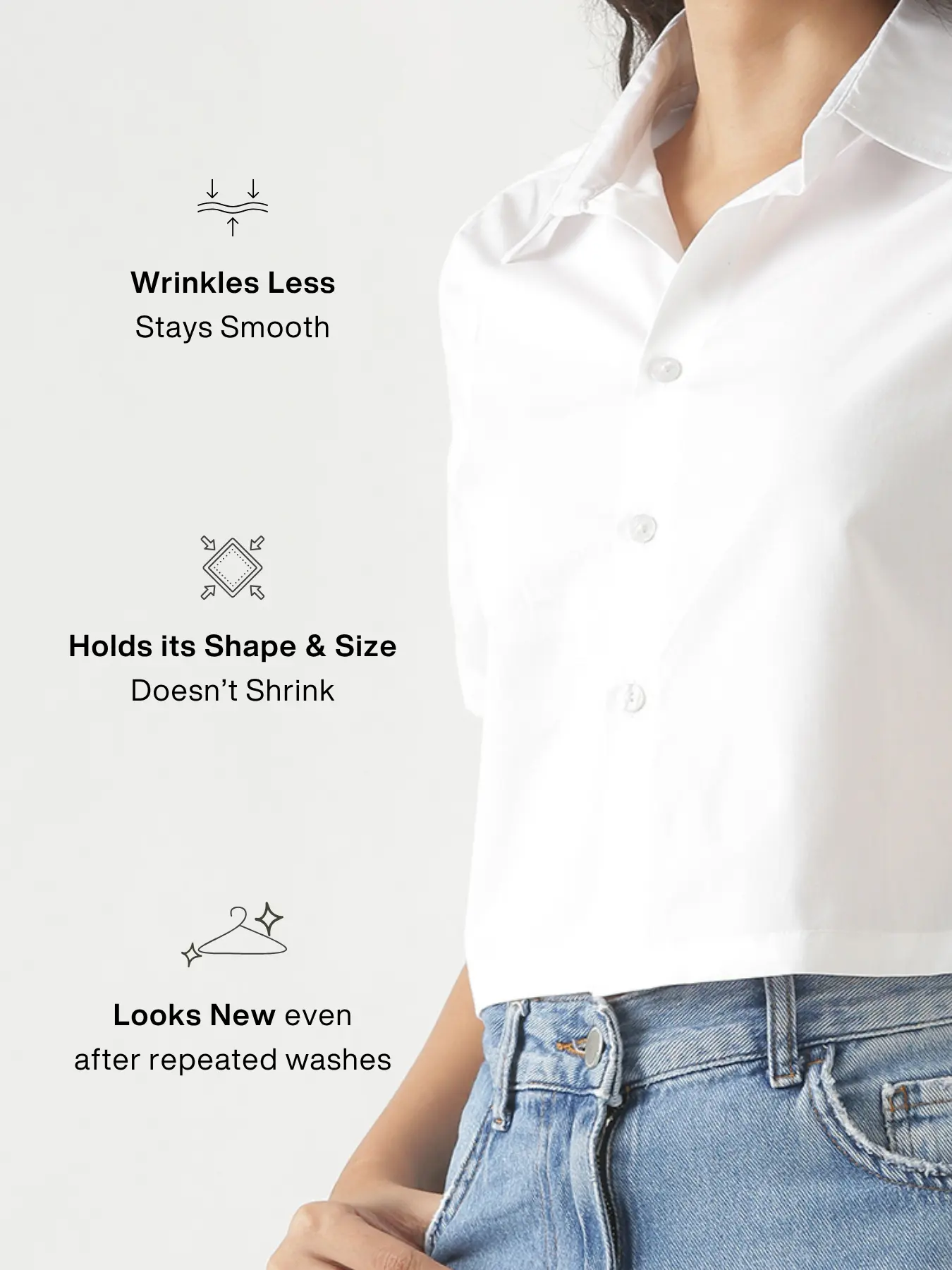 Women White Better Cotton Crop Shirt - Image 4