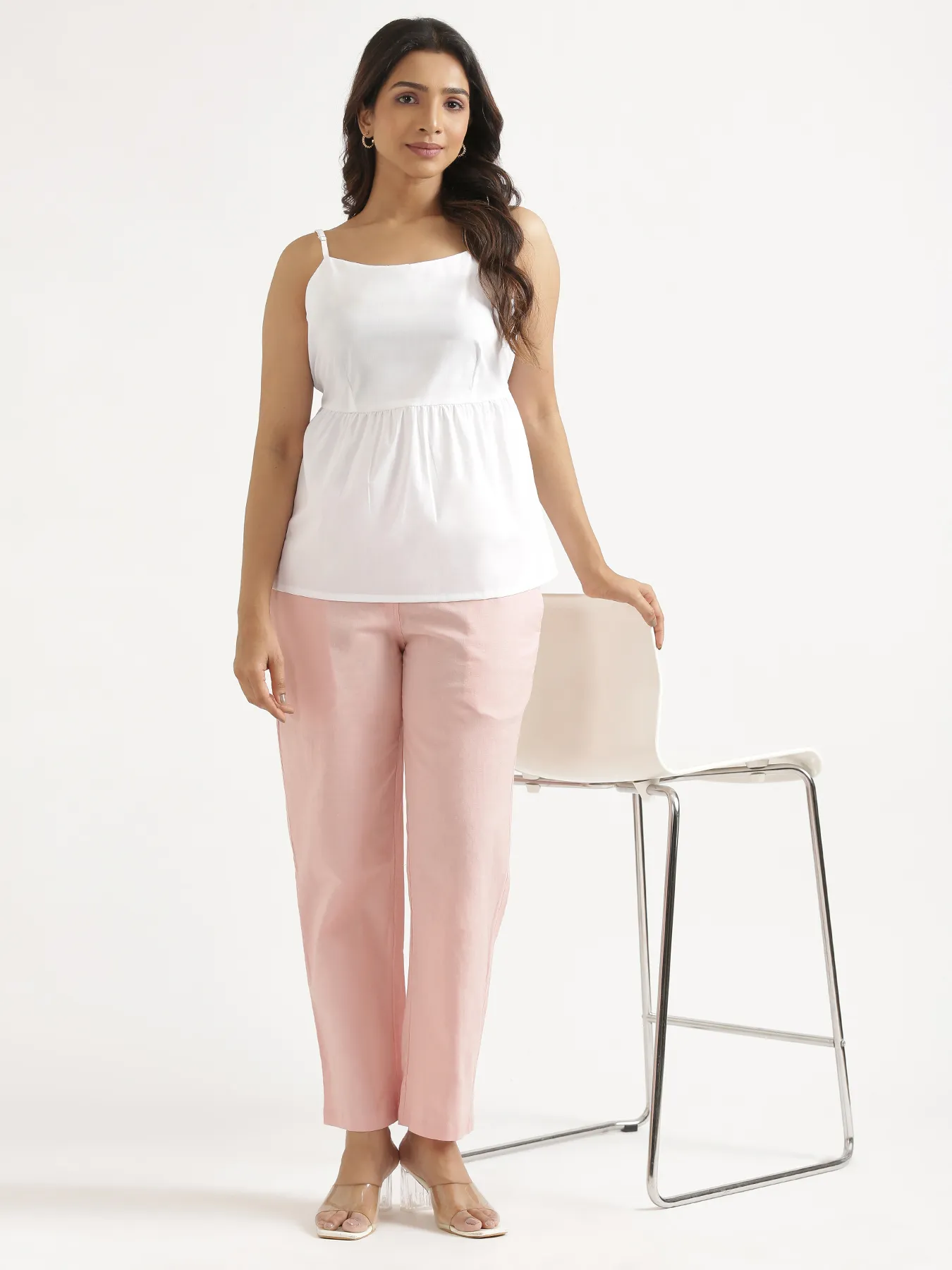 Women White Better Cotton Peplum Top - Image 13
