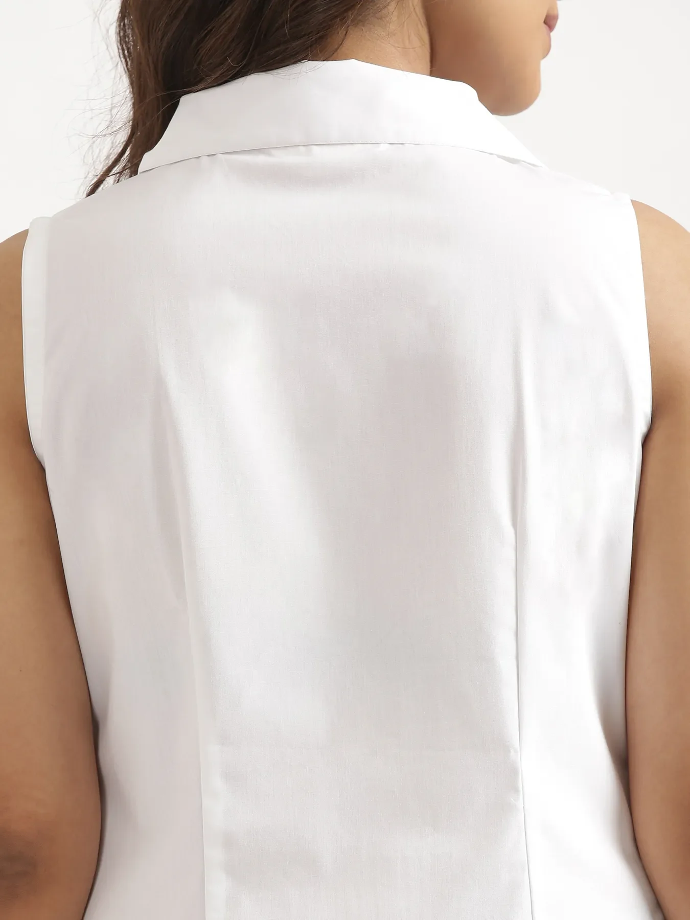 Women White Better Cotton Sleeveless Shirt - Image 9