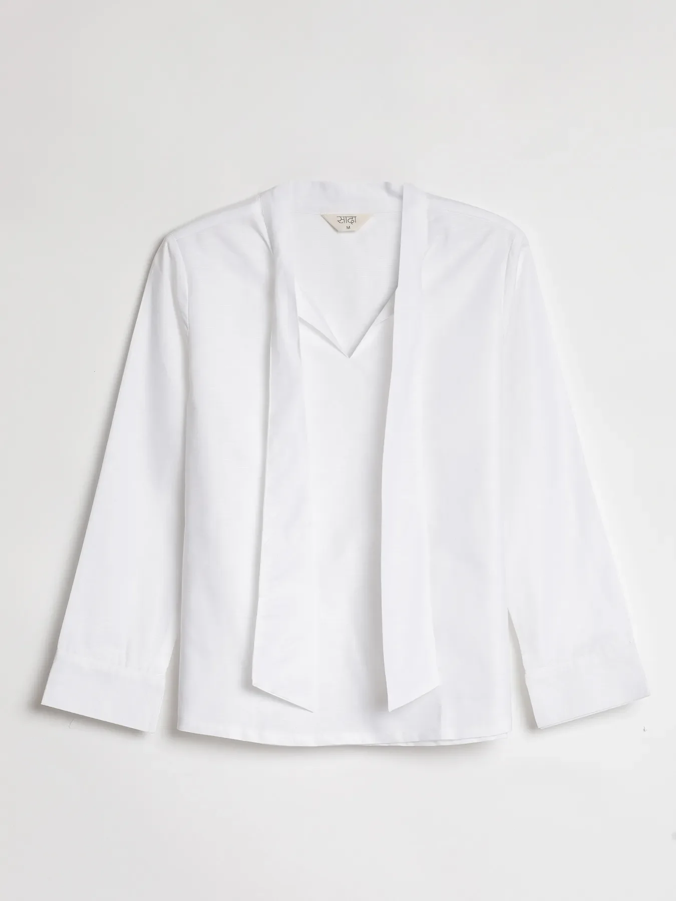 Women White Linen Blend Knot Blouse - Image 16