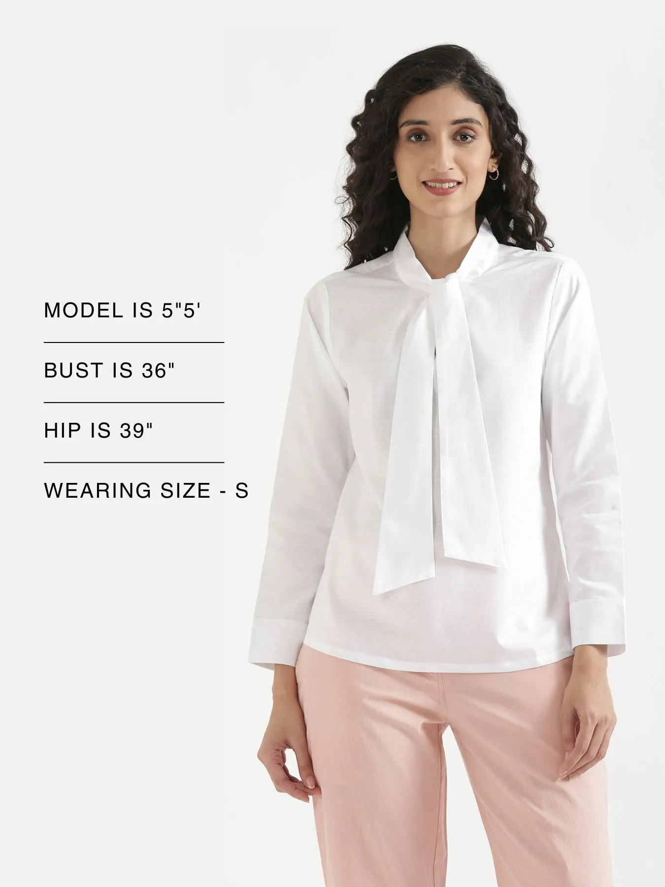Women White Linen Blend Knot Blouse - Image 17