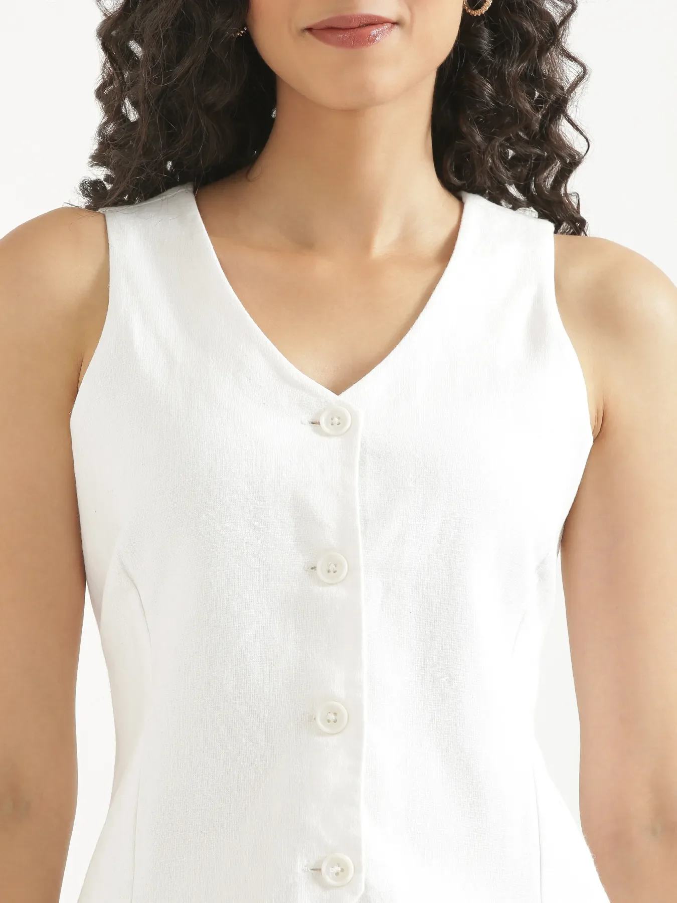 Women White Waist Coat Co-ord Set - Image 6
