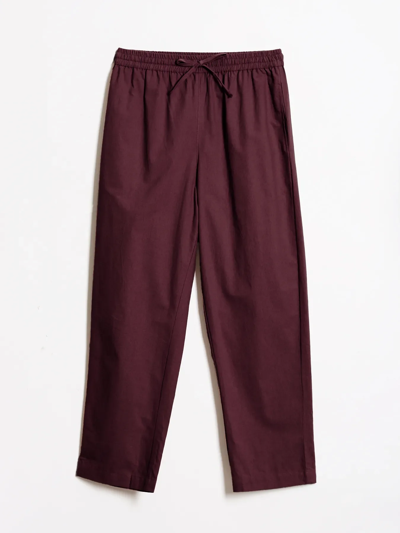 Women Wine Cotton Straight Pant - Image 10