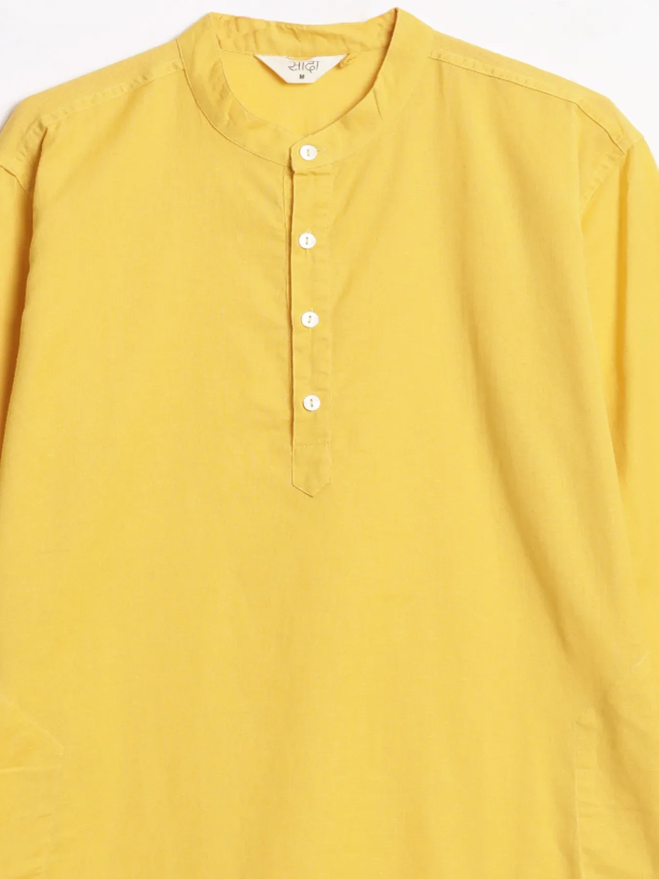 Men Yellow Airy Linen Long Kurta - Image 14