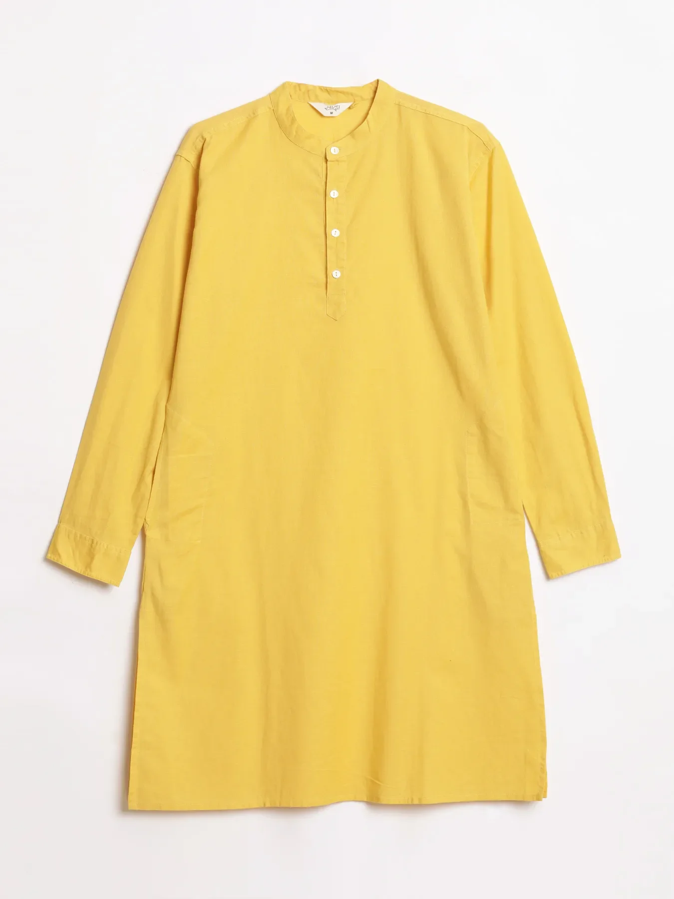 Men Yellow Airy Linen Long Kurta - Image 15