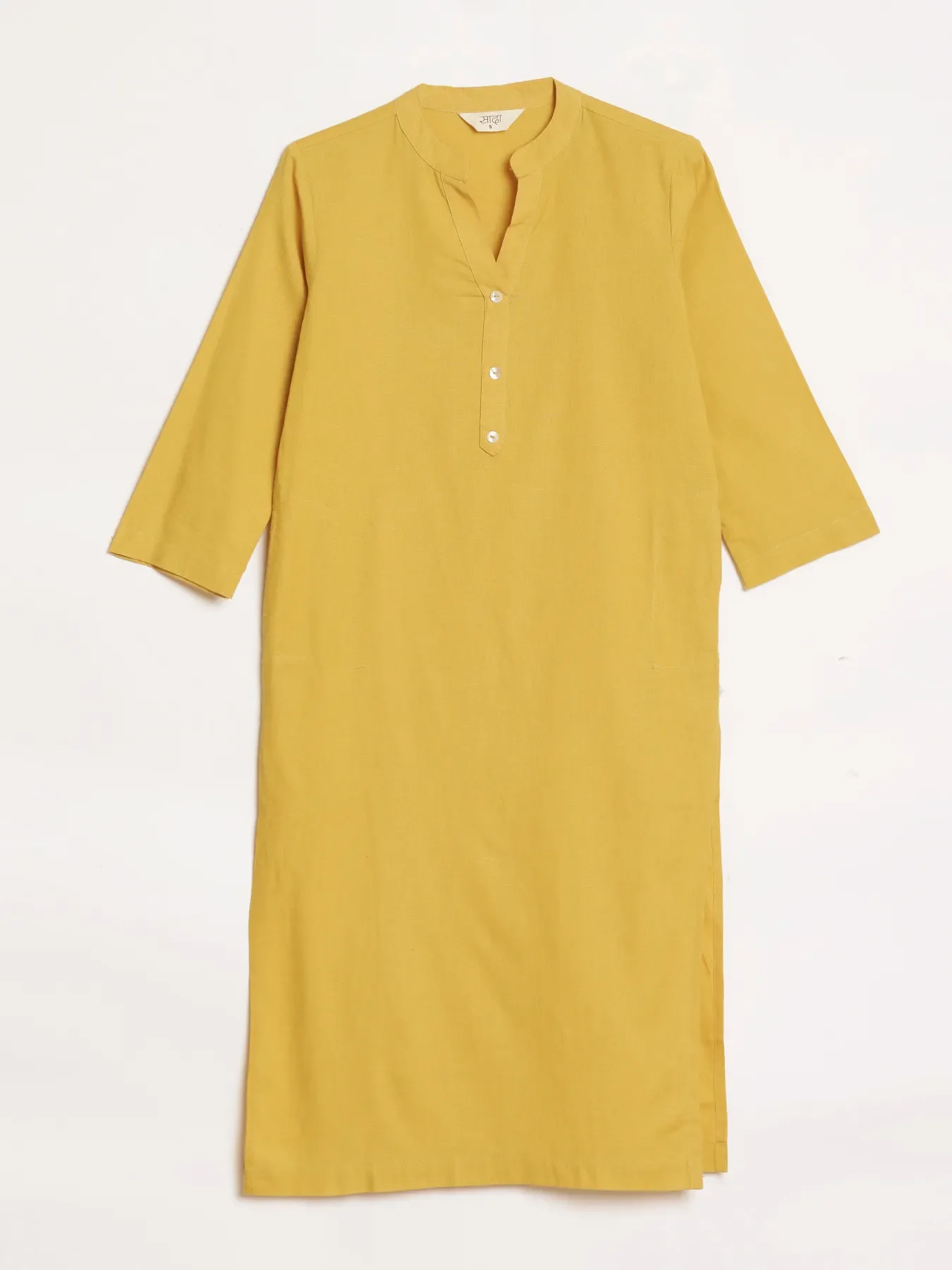 Women Yellow Airy Linen Long Kurta - Image 14