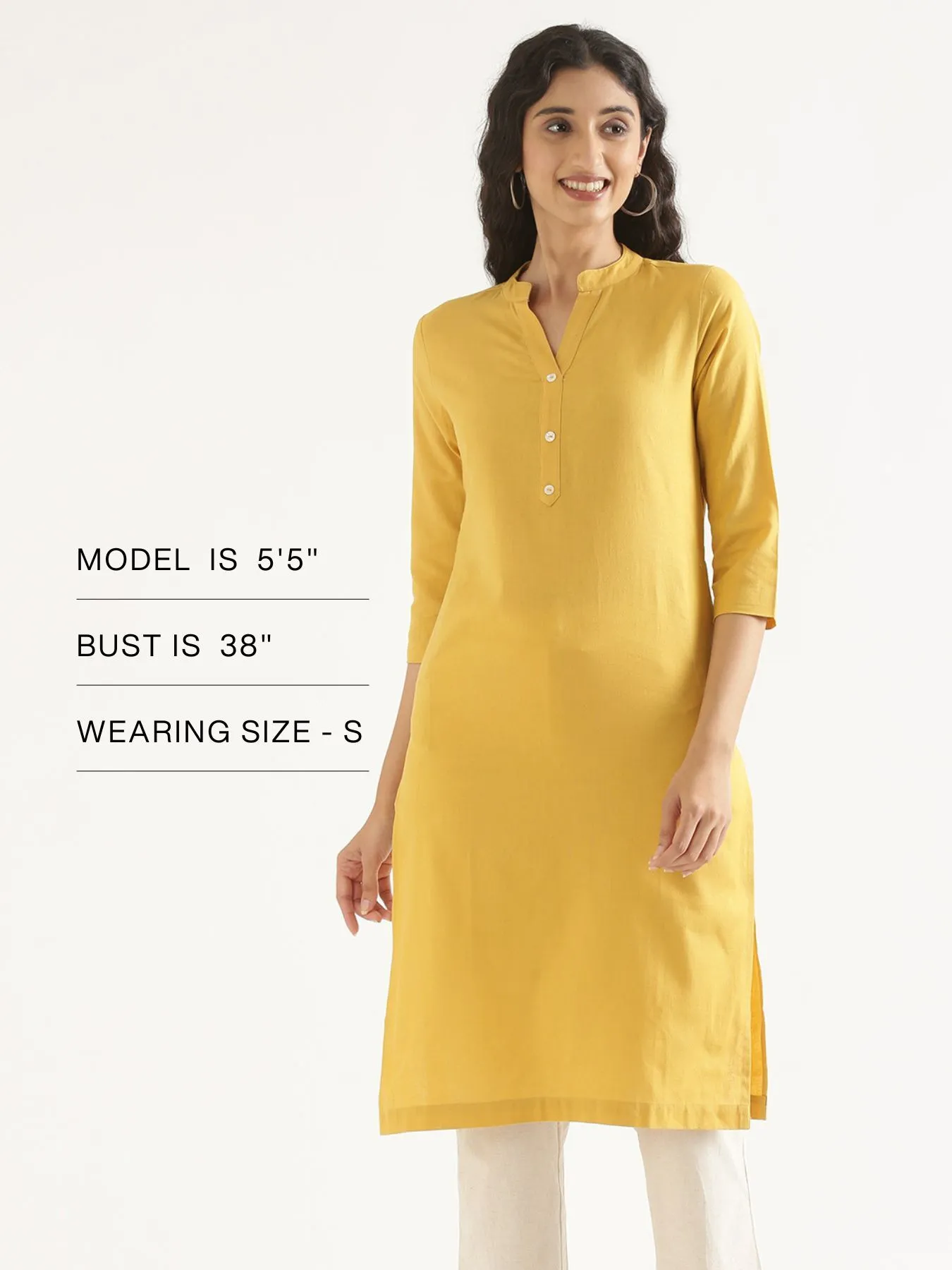 Women Yellow Airy Linen Long Kurta - Image 16