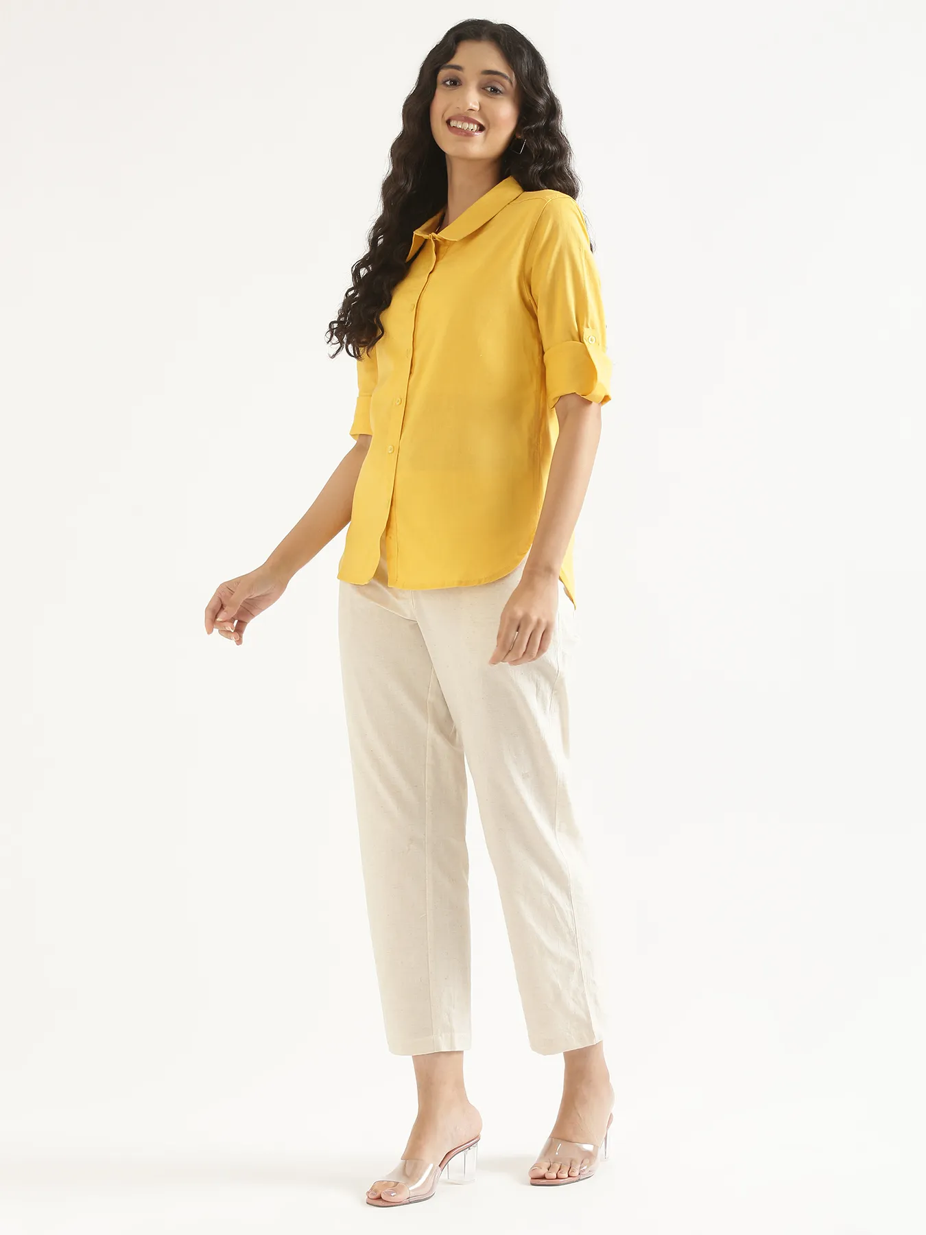 Women Yellow Airy-Linen Shirt - Image 11