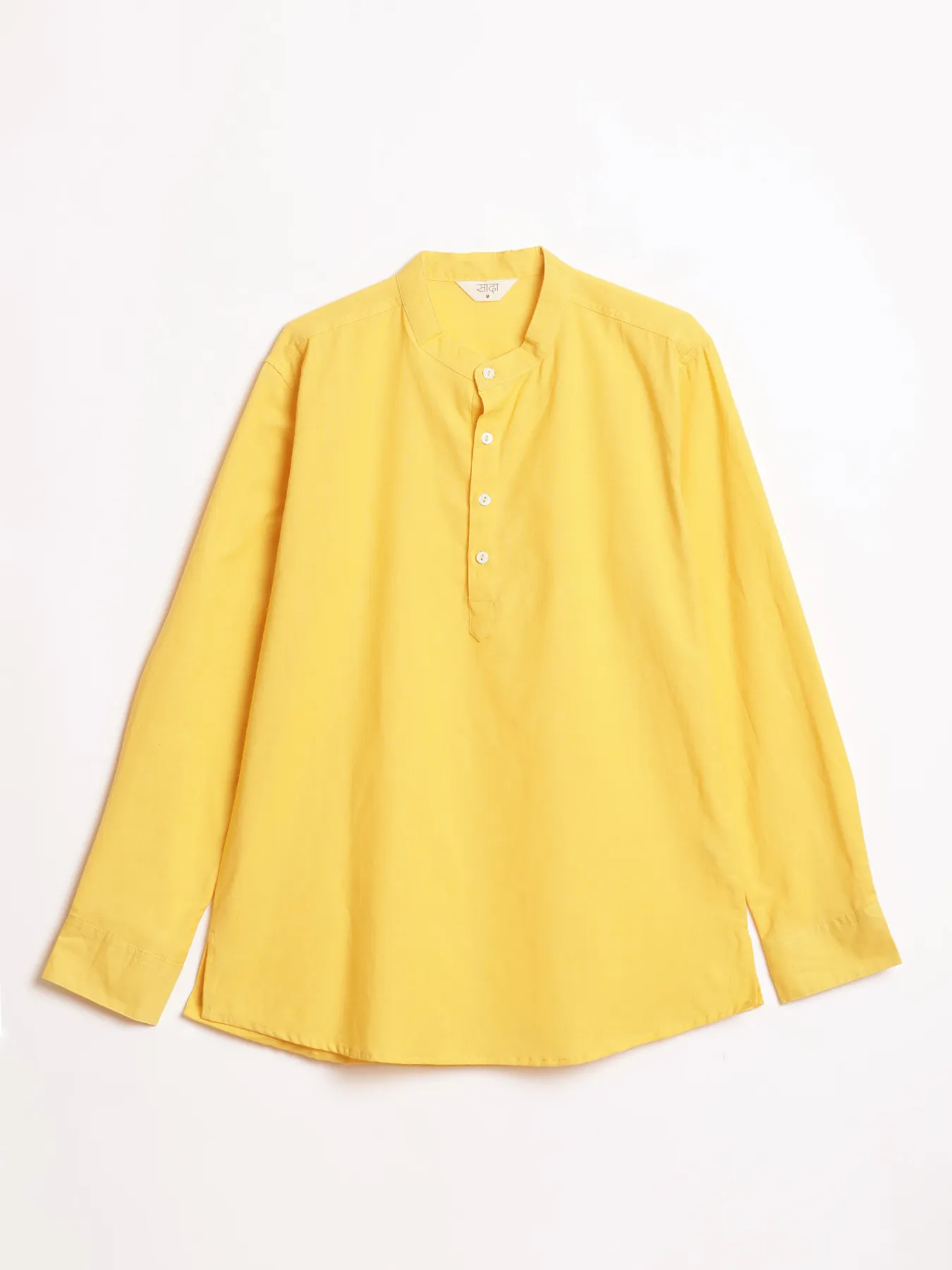Men Yellow Airy Linen Short Kurta - Image 13