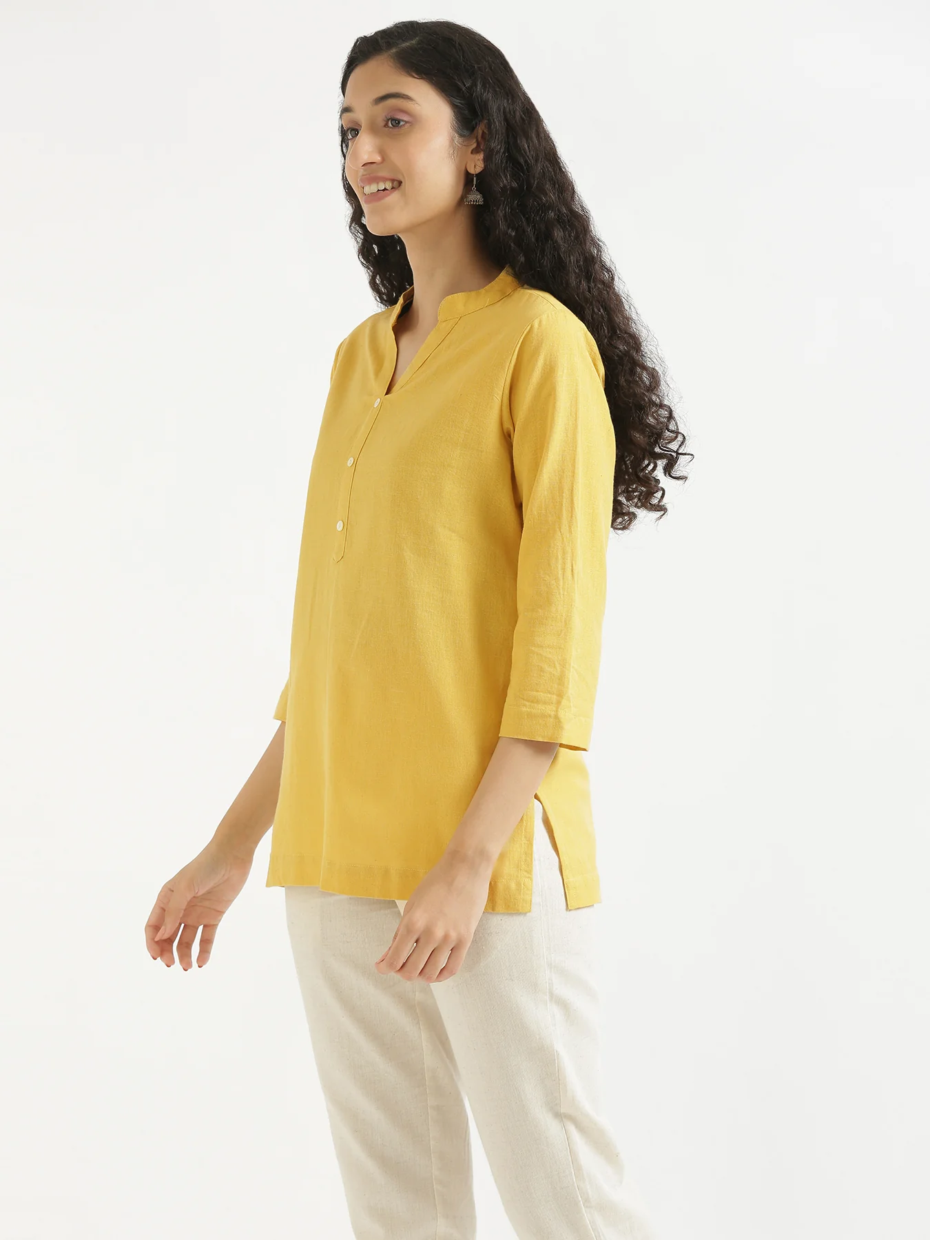 Women Yellow & Mint Green Short Kurta - Image 7