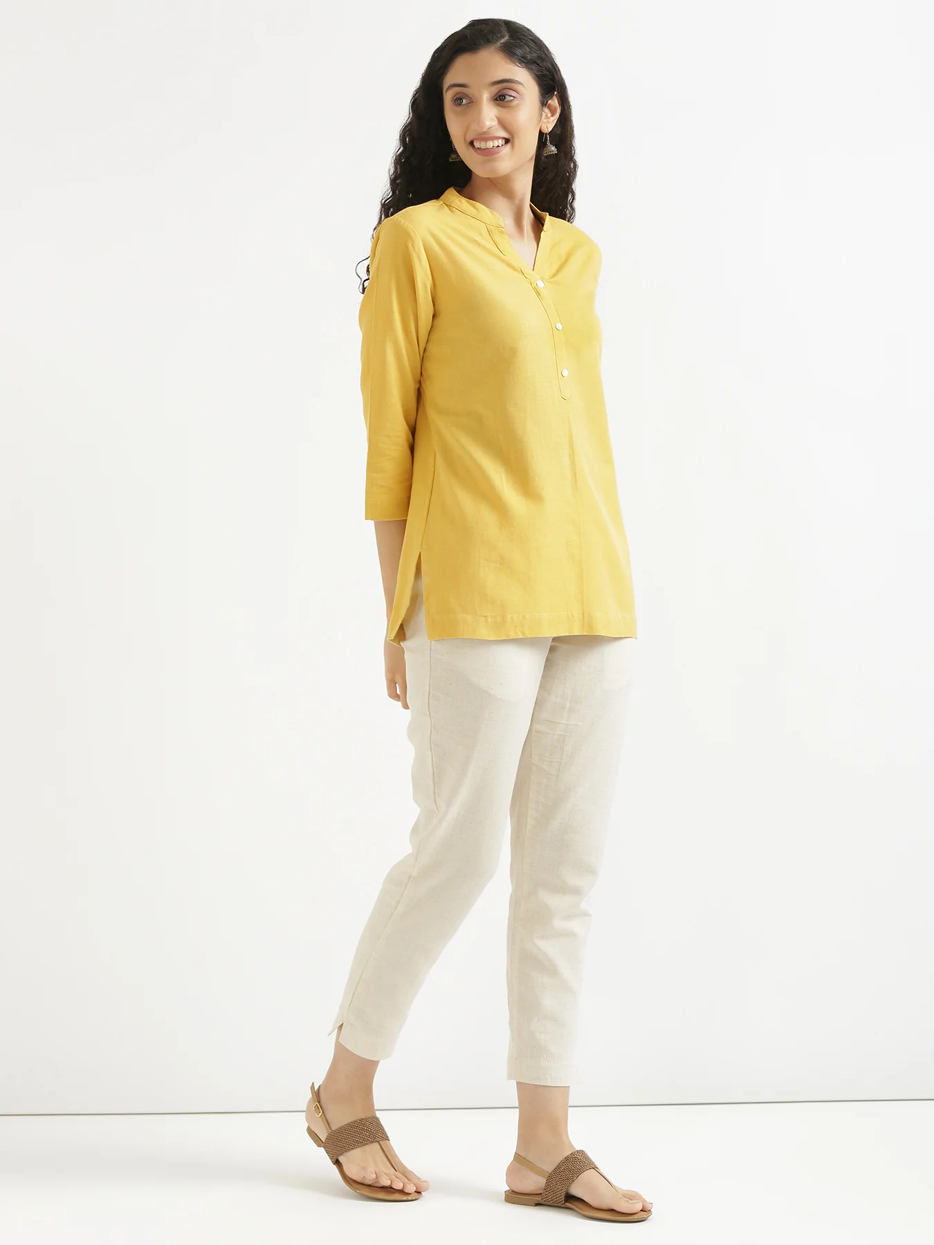 Women Yellow & Mint Green Short Kurta - Image 12