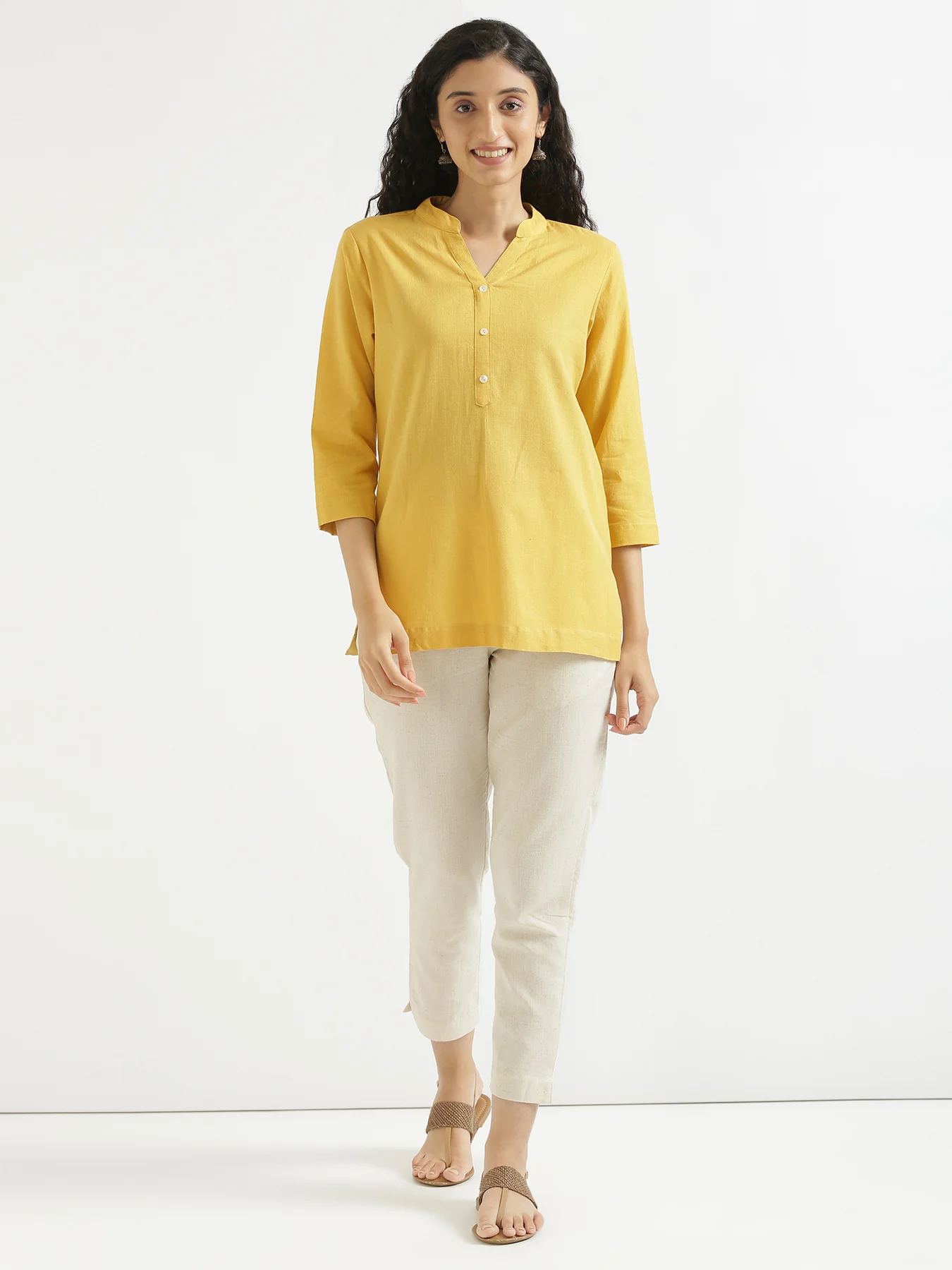 Women Yellow & Mint Green Short Kurta - Image 13