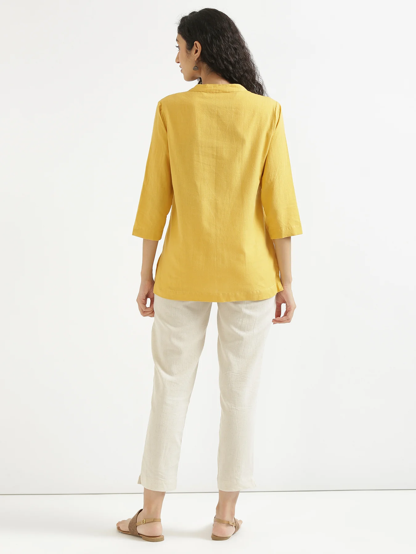 Women Yellow & Mint Green Short Kurta - Image 14