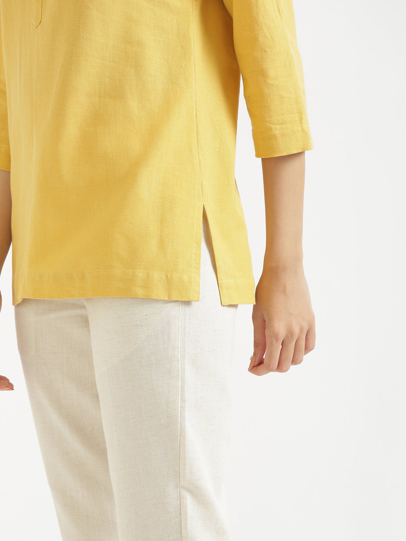 Women Yellow & Mint Green Short Kurta - Image 8
