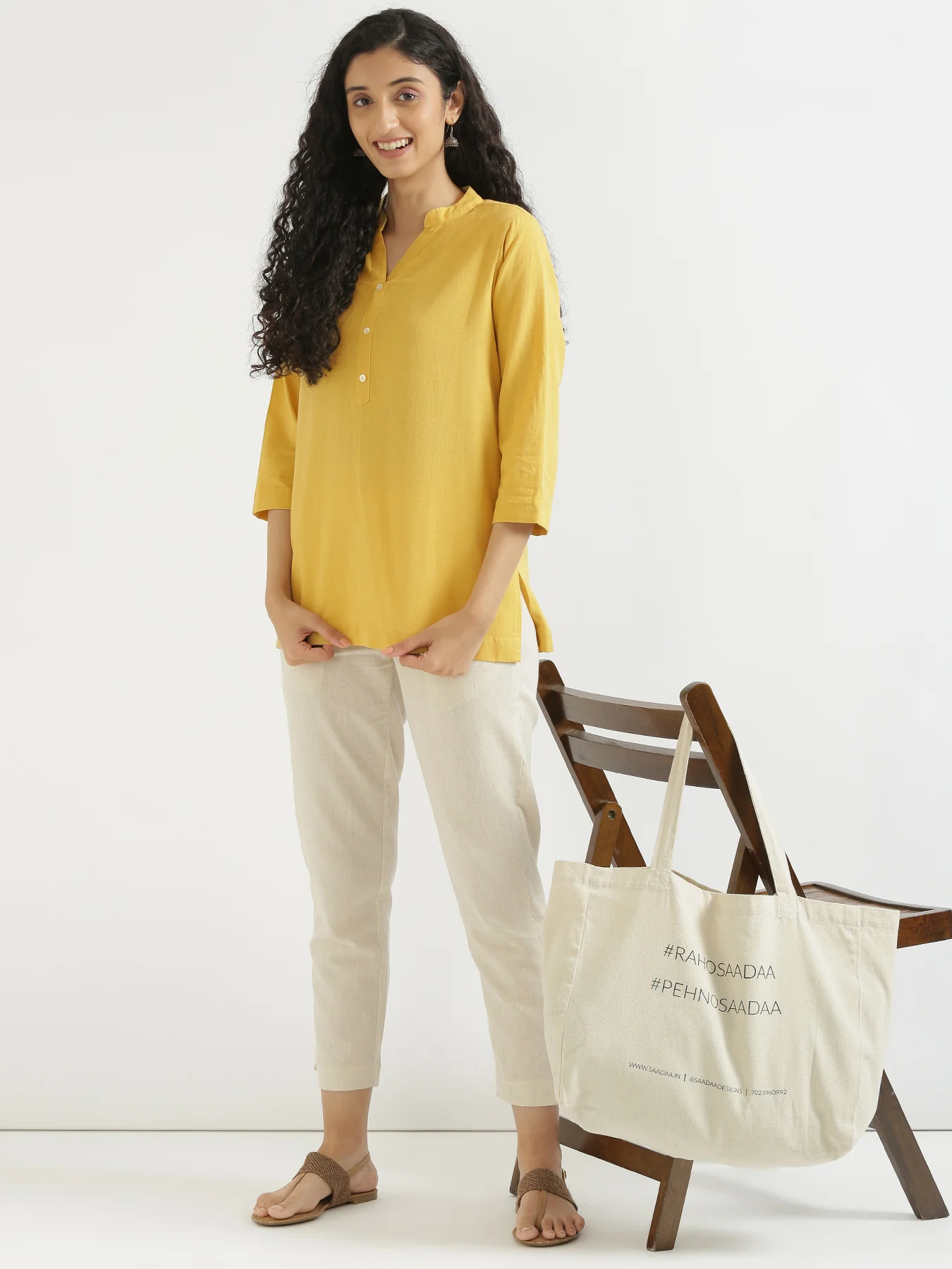 Women Yellow & Mint Green Short Kurta - Image 9
