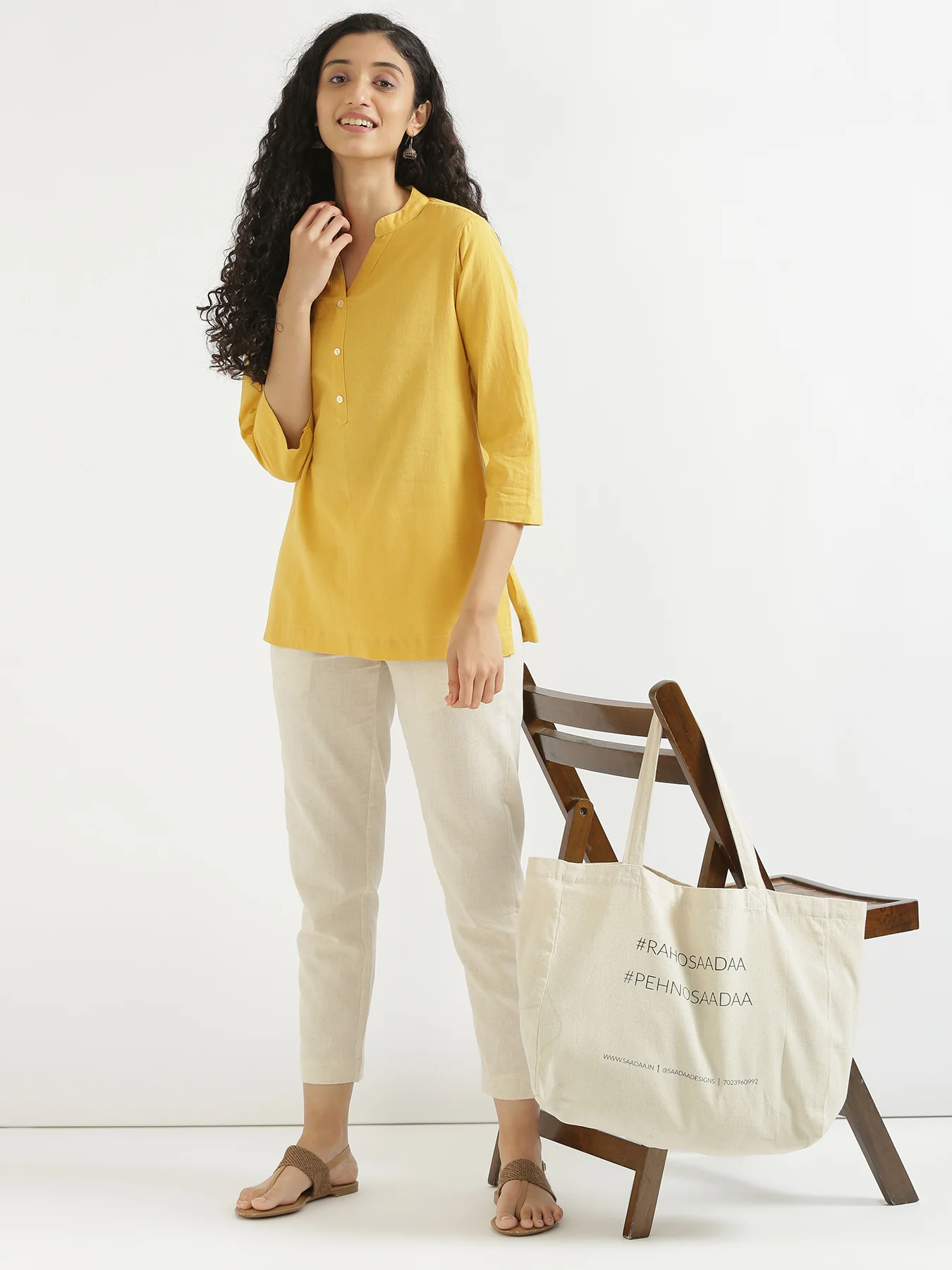 Women Yellow & Mint Green Short Kurta - Image 10