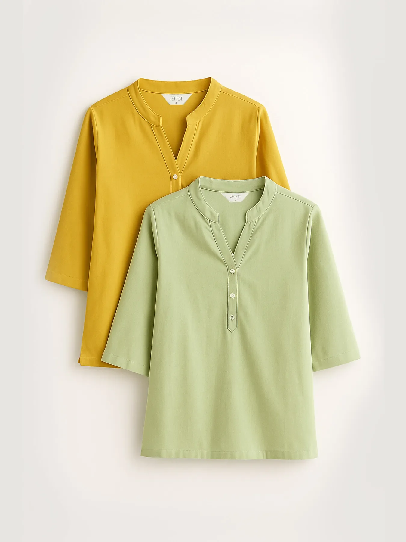 Women Yellow & Mint Green Short Kurta